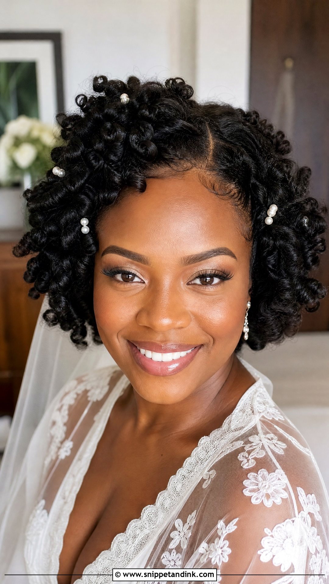 Natural Curly Bridal Bantu Knot Out - Snippet and Ink - 20 Natural Curly Bridal Hair Ideas