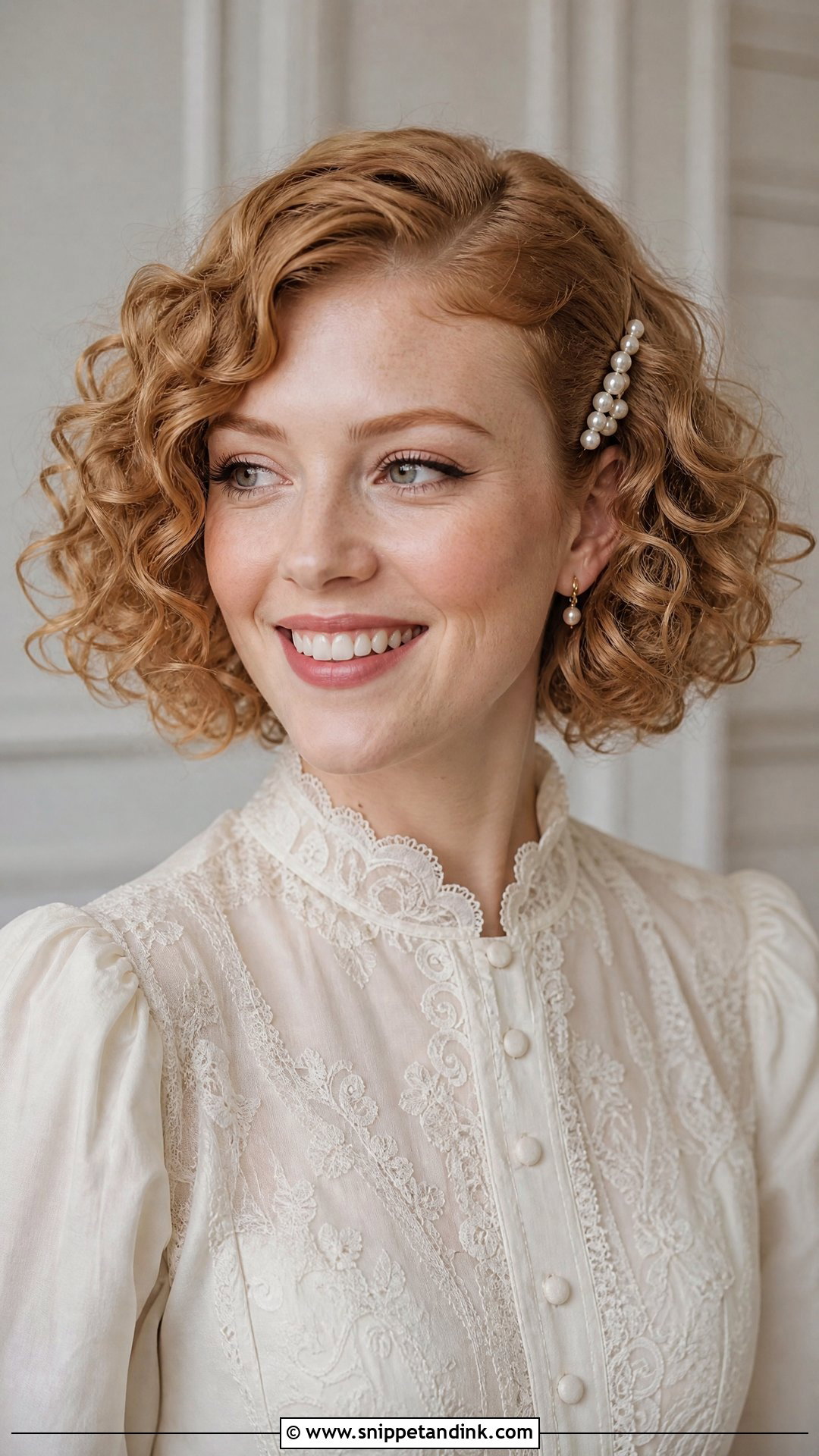 Natural Curly Bridal Bob - Snippet and Ink - 20 Natural Curly Bridal Hair Ideas