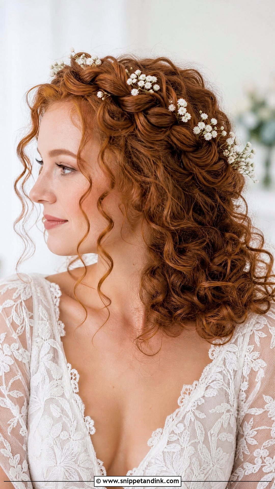 Natural Curly Bridal Crown Braid - Snippet and Ink - 20 Natural Curly Bridal Hair Ideas