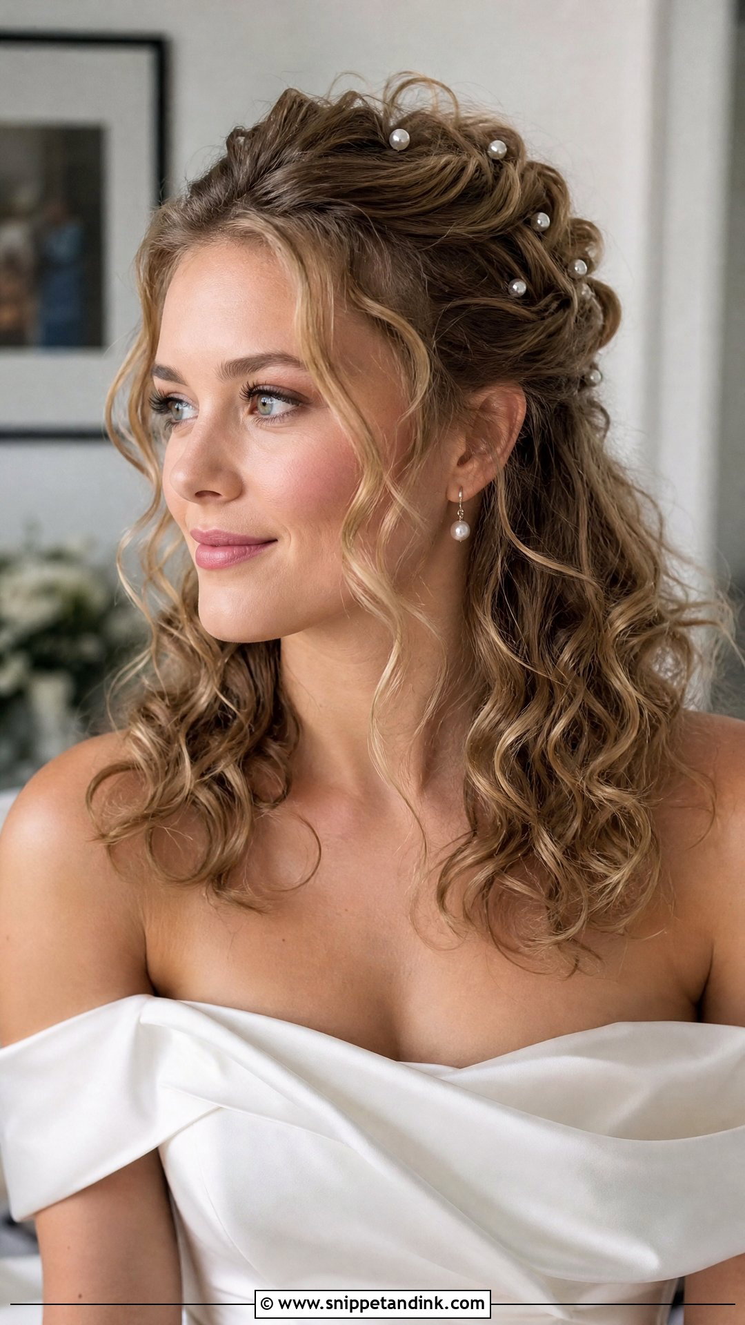 Natural Curly Bridal Hair With Pearls - Snippet and Ink - 15 Bridal Hair Natural Curls