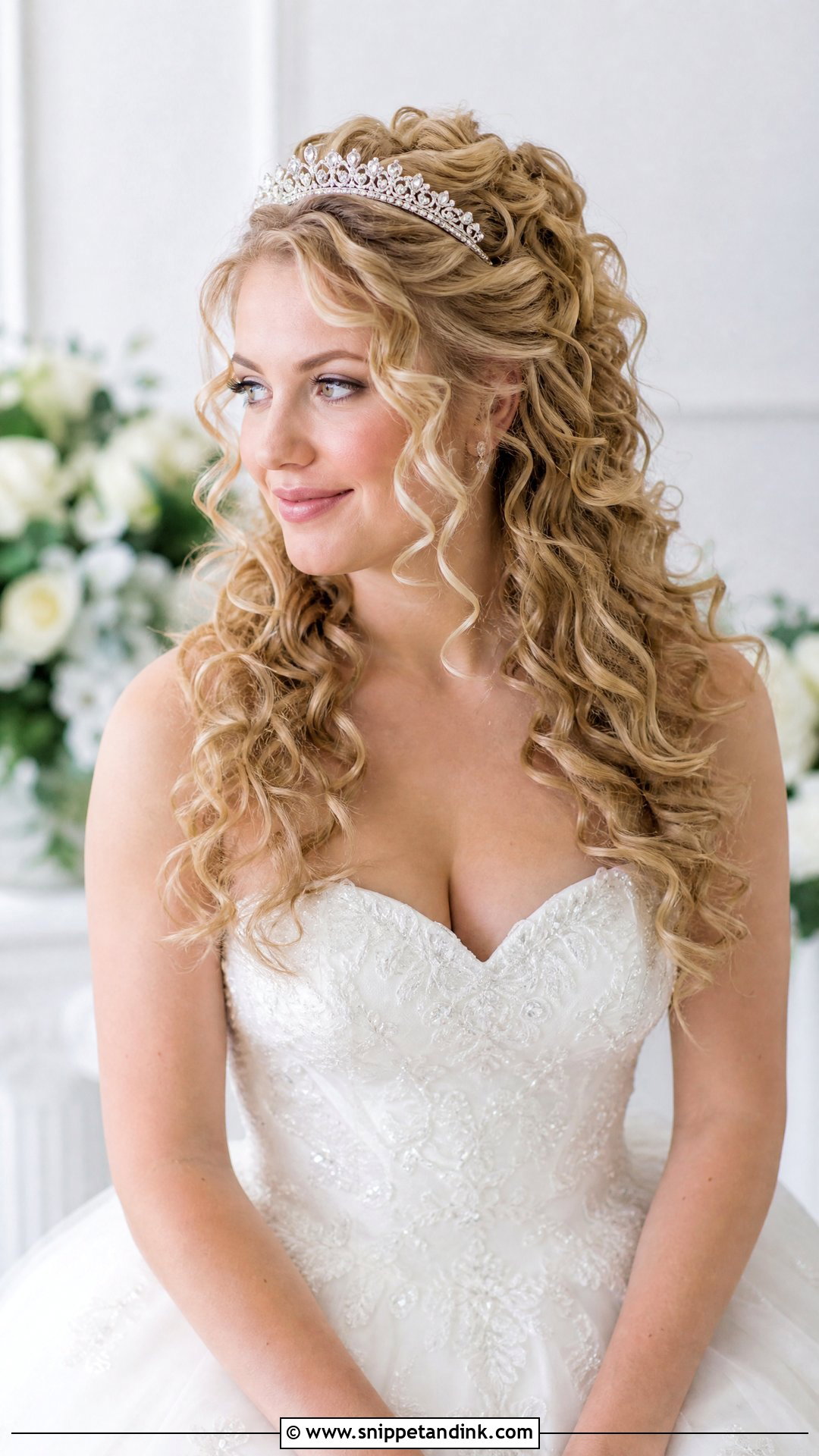 Natural Curly Bridal Hair With Tiara - Snippet and Ink - 20 Natural Curly Bridal Hair Ideas