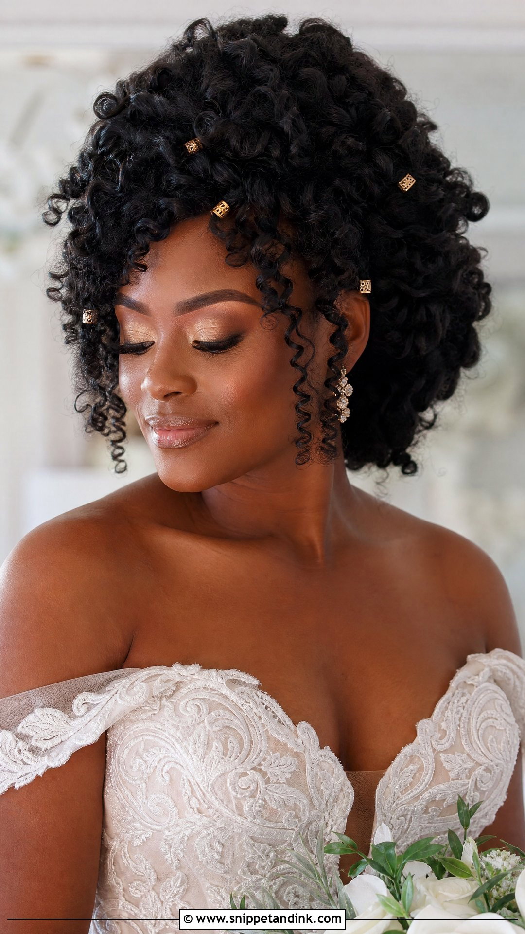 Natural Curly Bridal Hair - Snippet and Ink - 15 Bridal Hairstyle for Curly Hair Ideas