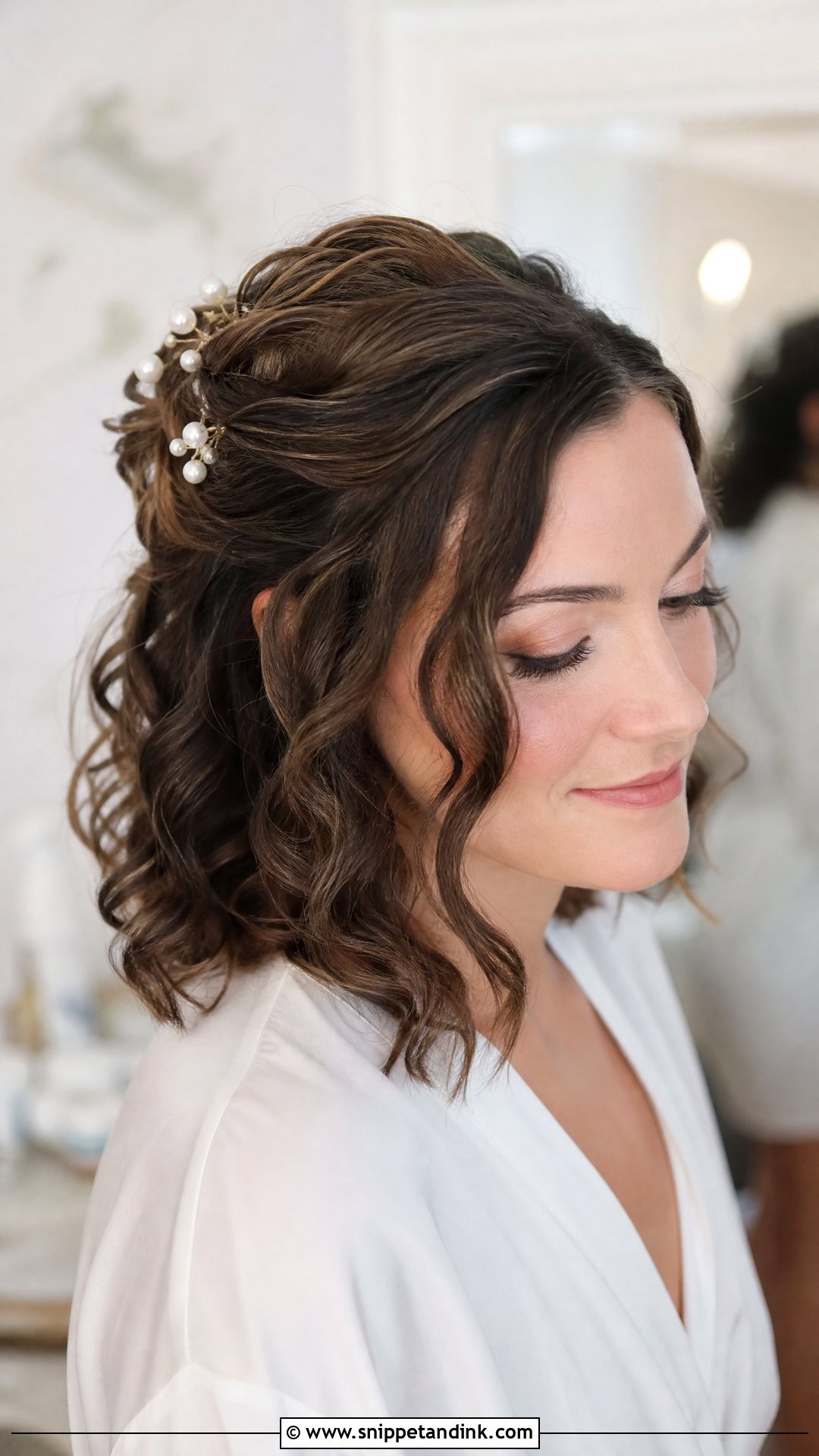 Natural Curly Bridal Half Up Half Down - Snippet and Ink - 20 Natural Curly Bridal Hair Ideas