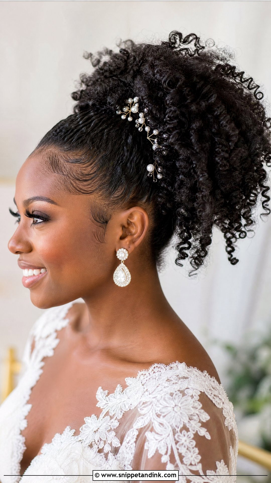 Natural Curly Bridal High Ponytail - Snippet and Ink - 15 Bridal High Ponytail Wedding Hairstyles