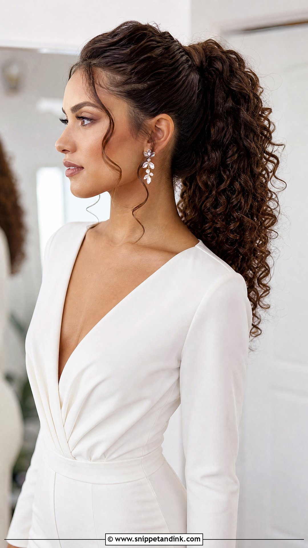 Natural Curly Bridal Ponytail - Snippet and Ink - 20 Natural Curly Bridal Hair Ideas