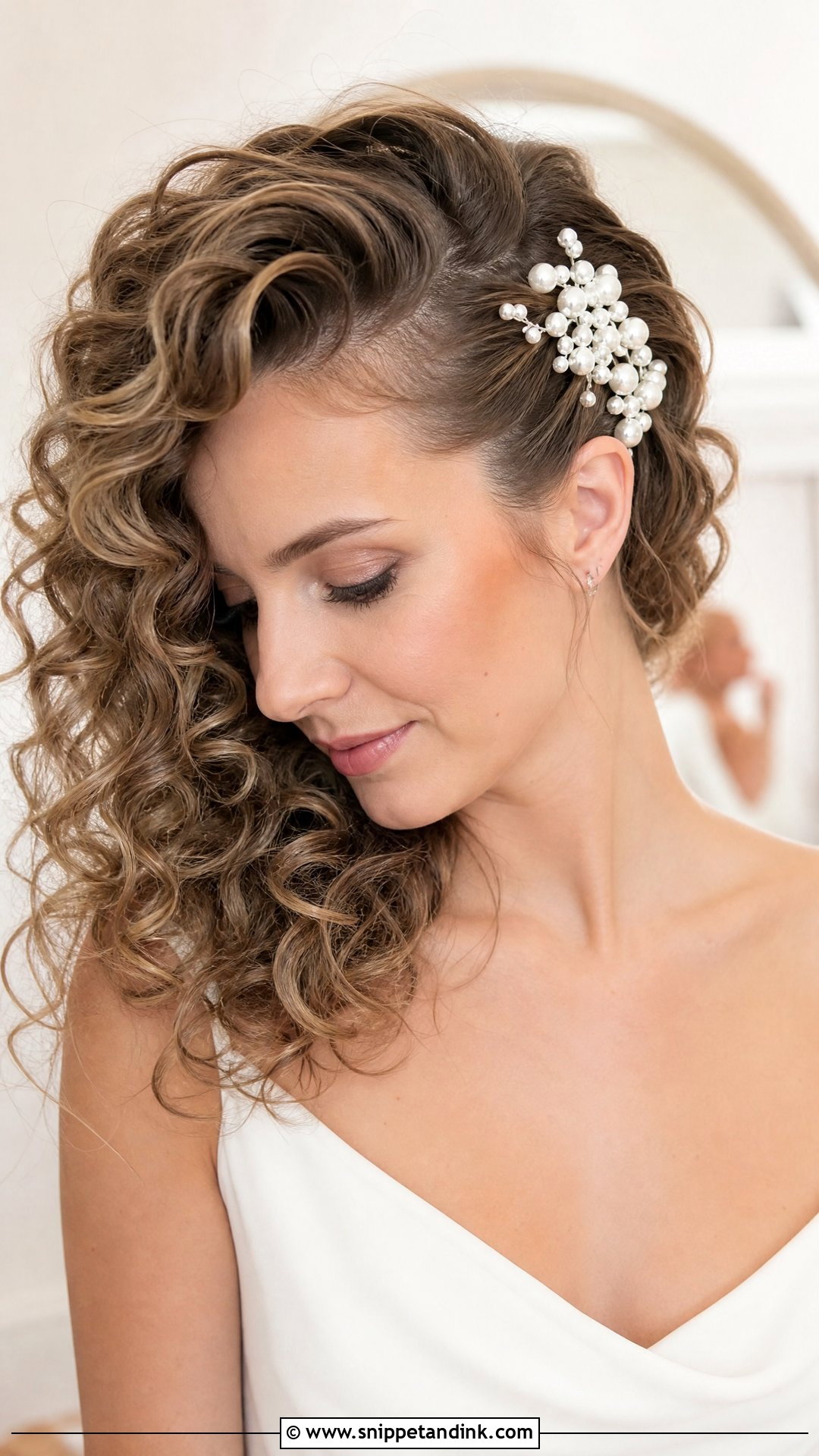 Natural Curly Bridal Side Part - Snippet and Ink - 20 Natural Curly Bridal Hair Ideas