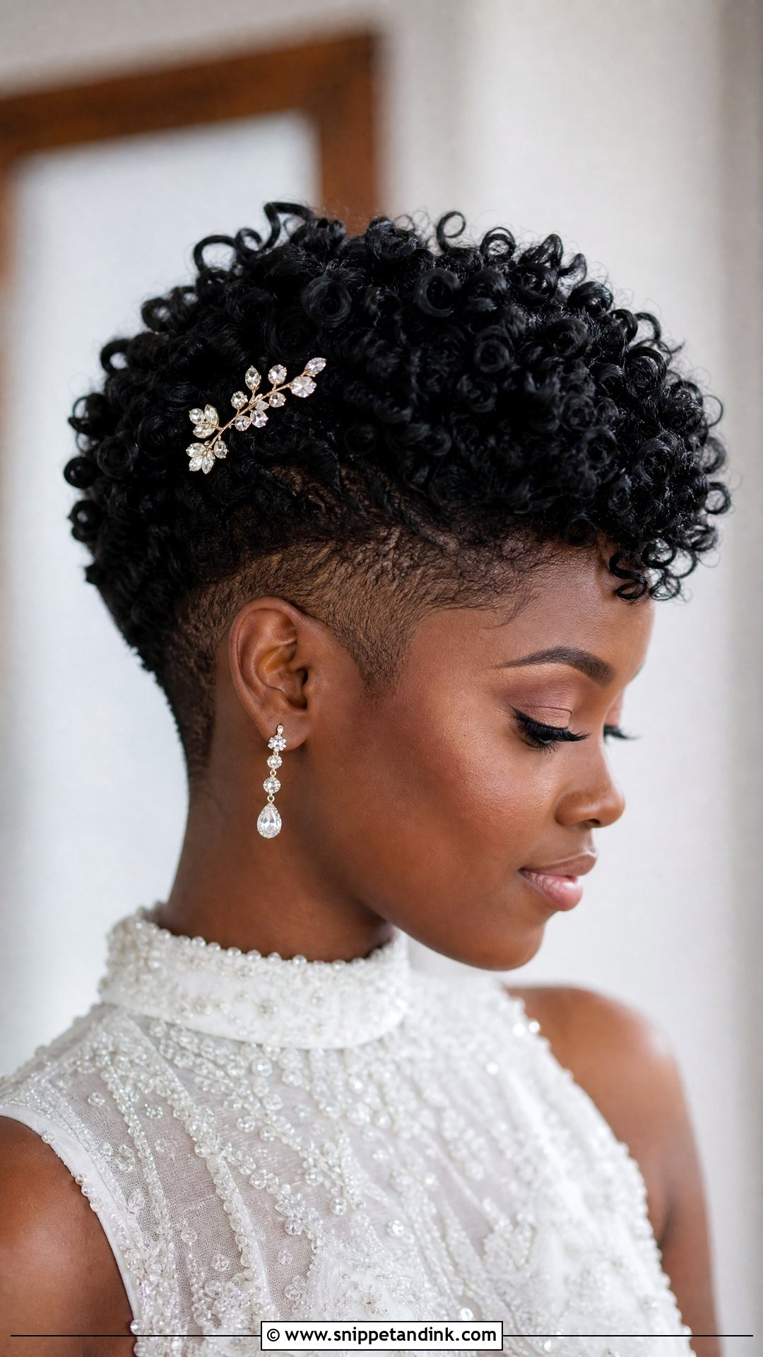 Natural Curly Bridal Tapered Cut - Snippet and Ink - 20 Natural Curly Bridal Hair Ideas