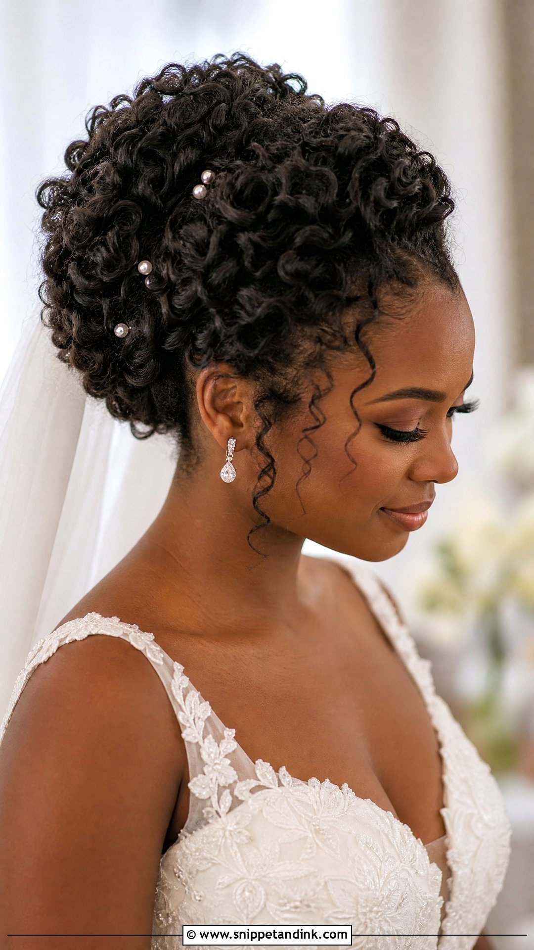 Natural Curly Bridal Updo - Snippet and Ink - 15 Bridal Hair Natural Curls