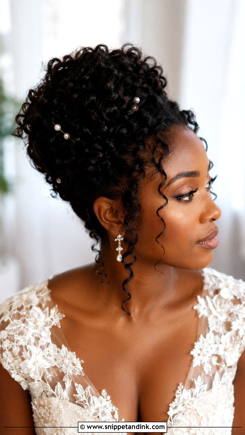 Natural Curly Bridal Updo - Snippet and Ink - 15 Natural Hairstyles for Wedding Bride
