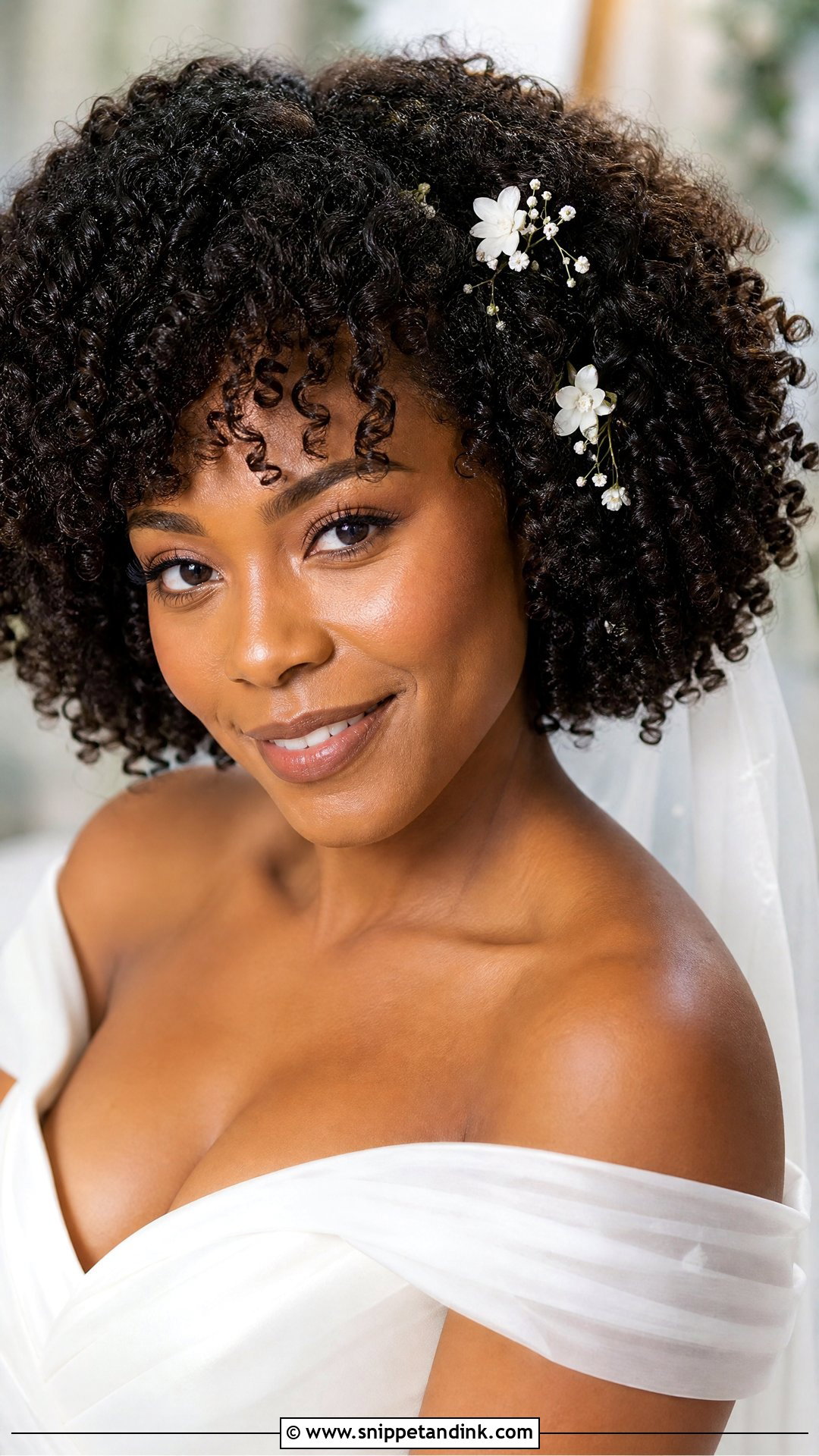 Natural Curly Bridal Wash And Go - Snippet and Ink - 20 Natural Curly Bridal Hair Ideas
