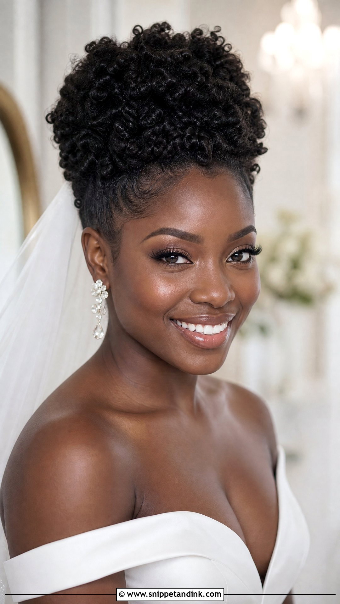Natural Curly Crown Updo - Snippet and Ink - 15 Formal Curly Natural Curls Wedding Updo Hairstyles