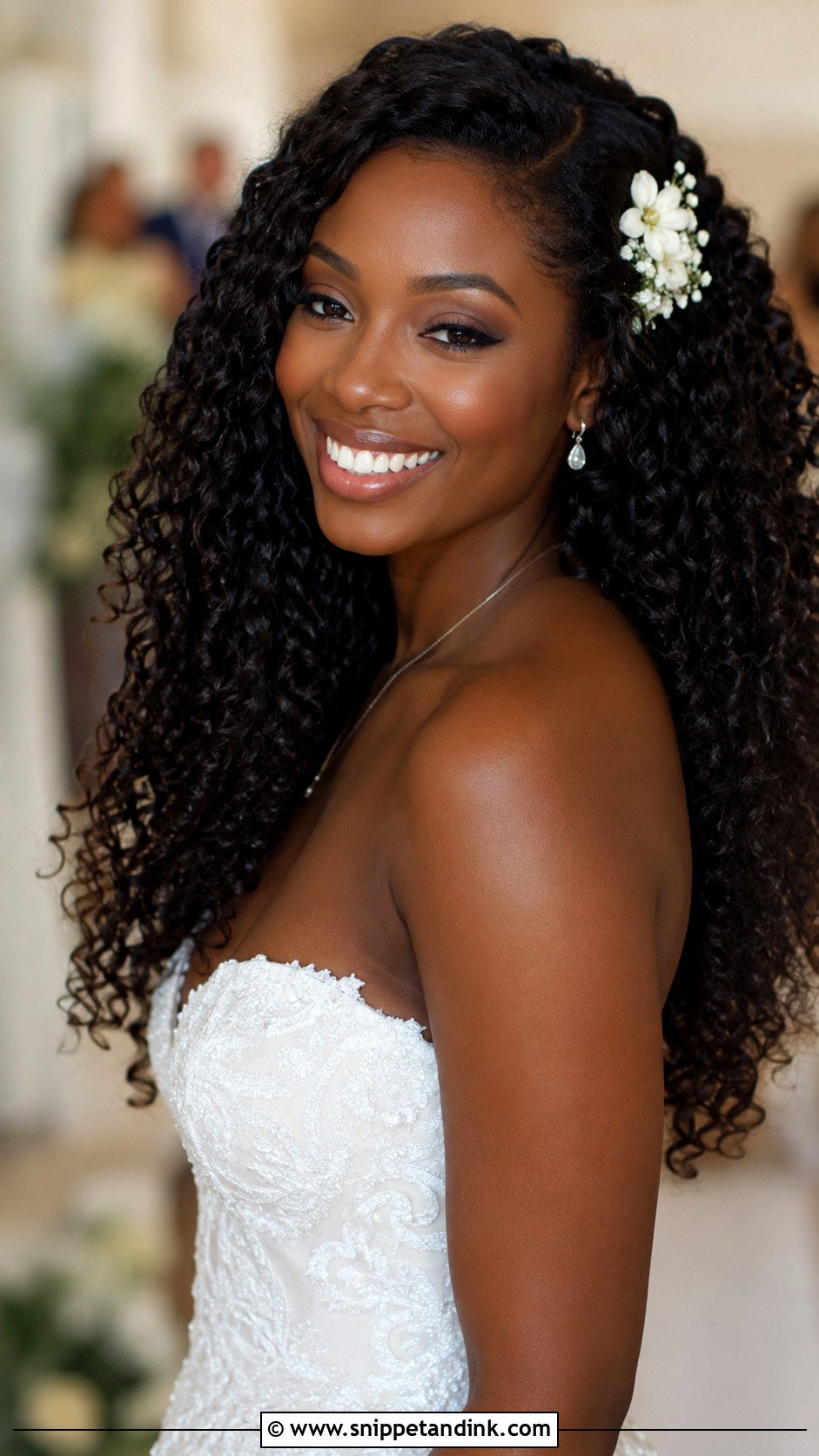 Natural Curly Hair Down - Snippet and Ink - 35 Bridal Hair Down Ideas