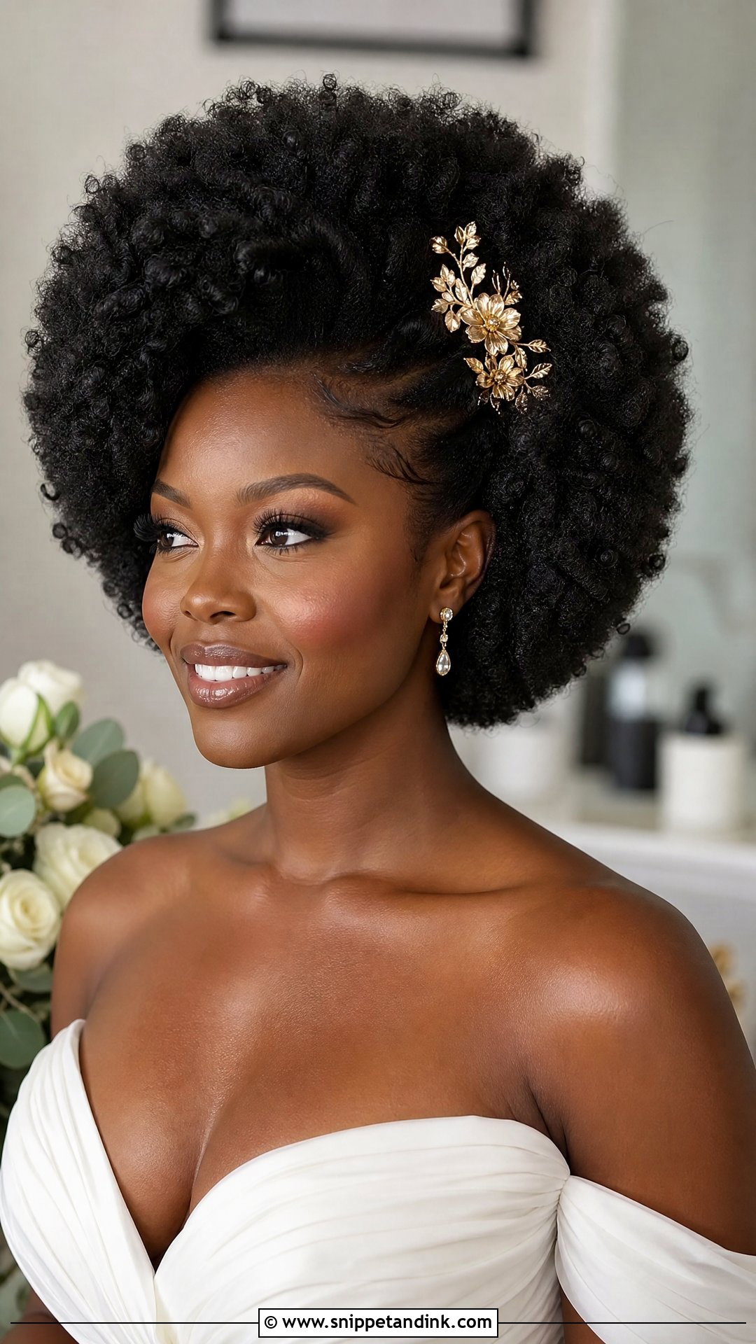 Natural Curly Hair Wedding Afro - Snippet and Ink - 20 Natural Curly Hair Wedding Hairstyles