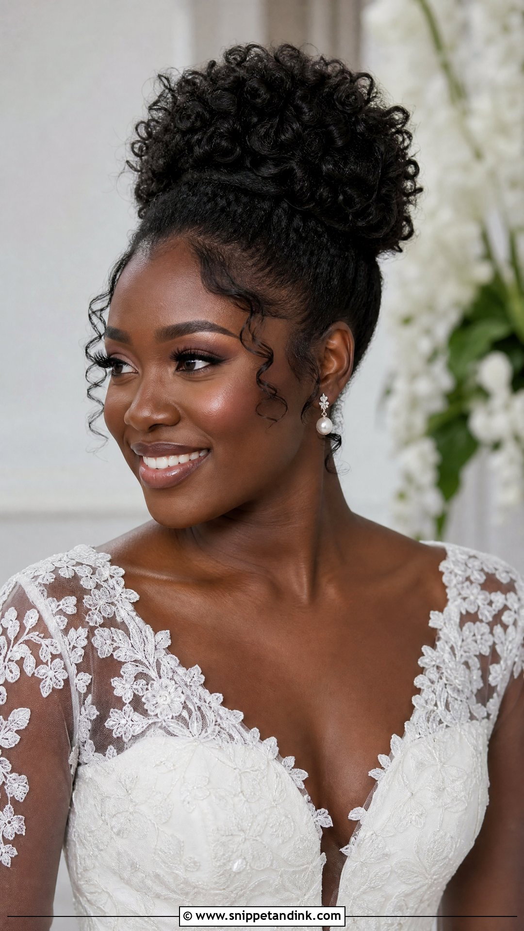 Natural Curly Hair Wedding Bun - Snippet and Ink - 20 Natural Curly Hair Wedding Hairstyles