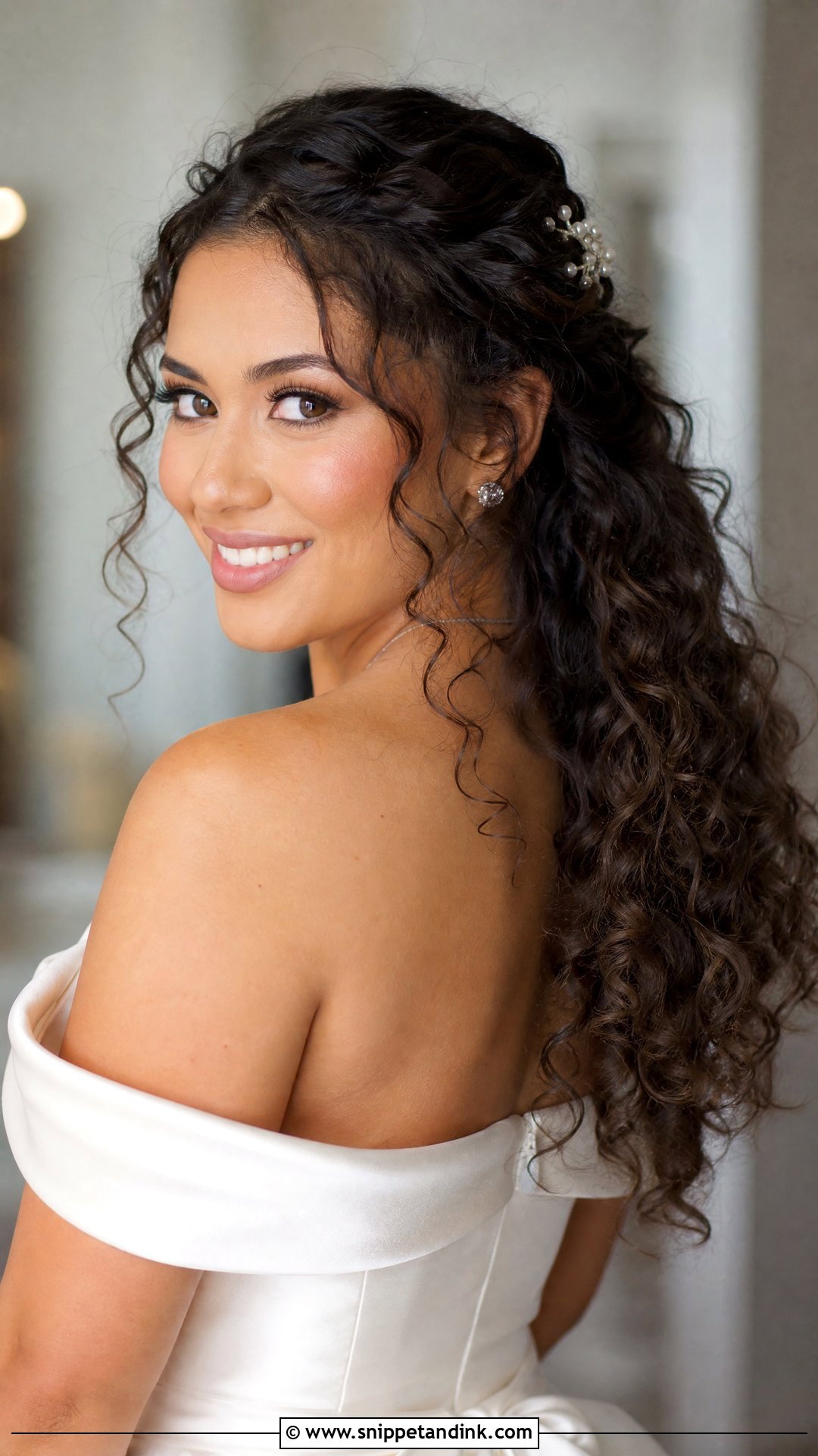 Natural Curly Hair Wedding Half Up - Snippet and Ink - 20 Natural Curly Hair Wedding Hairstyles