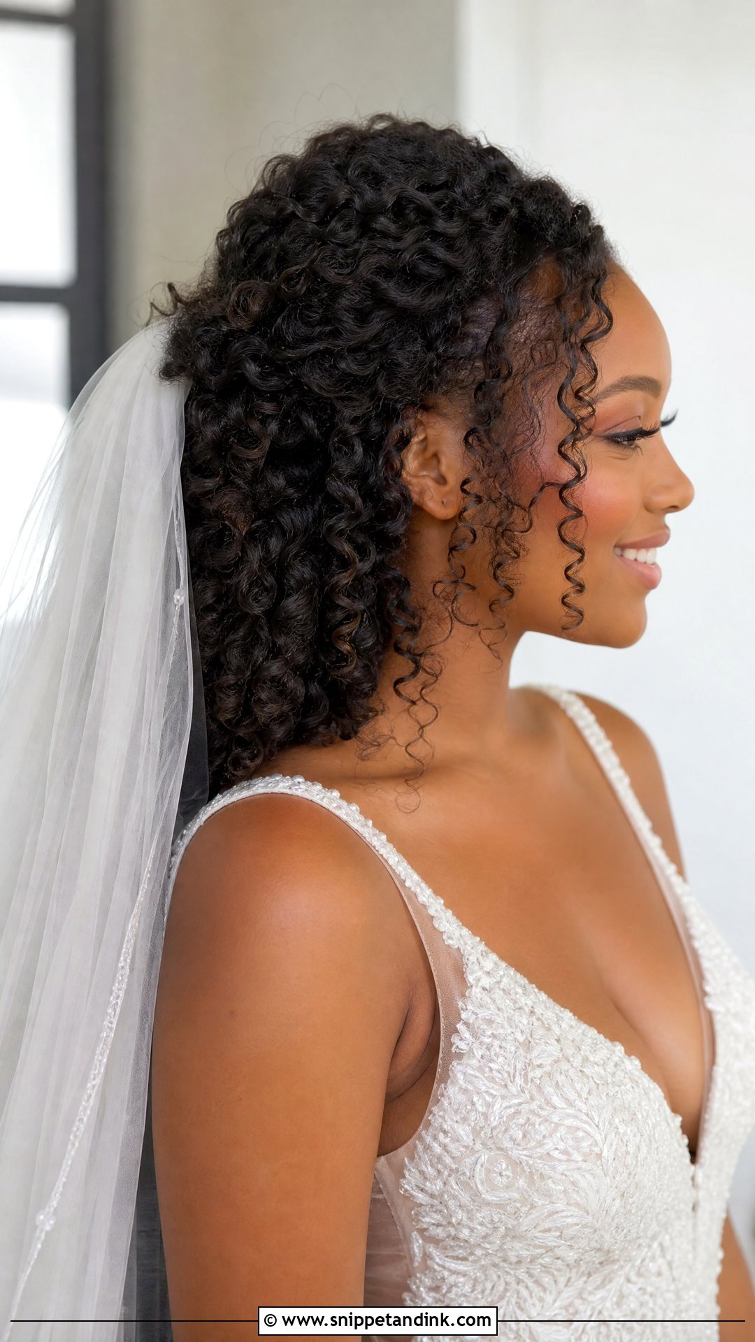 Natural Curly Hair Wedding With Veil - Snippet and Ink - 20 Natural Curly Hair Wedding Hairstyles