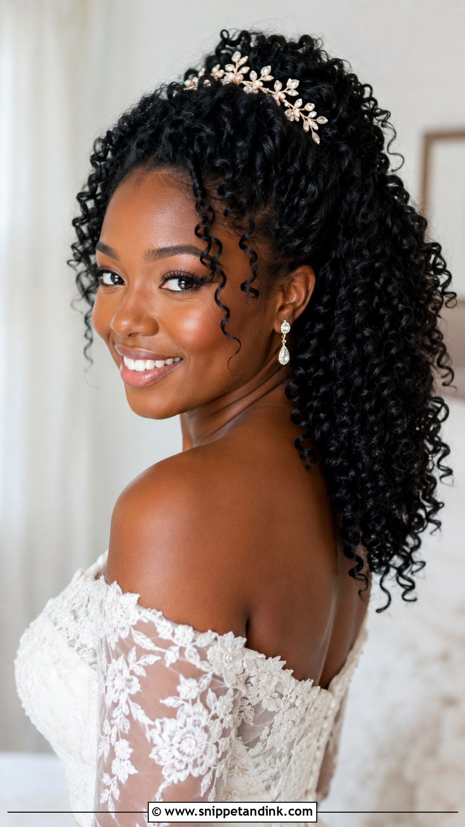 Natural Curly Half Up Half Down - Snippet and Ink - 20 Black Brides Hairstyles Weddings