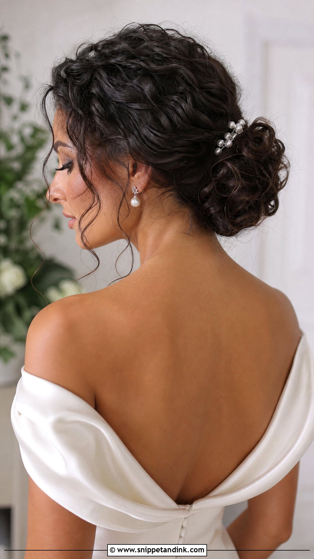 Natural Curly Low Bun - Snippet and Ink - 15 Bridal Hair Natural Curls