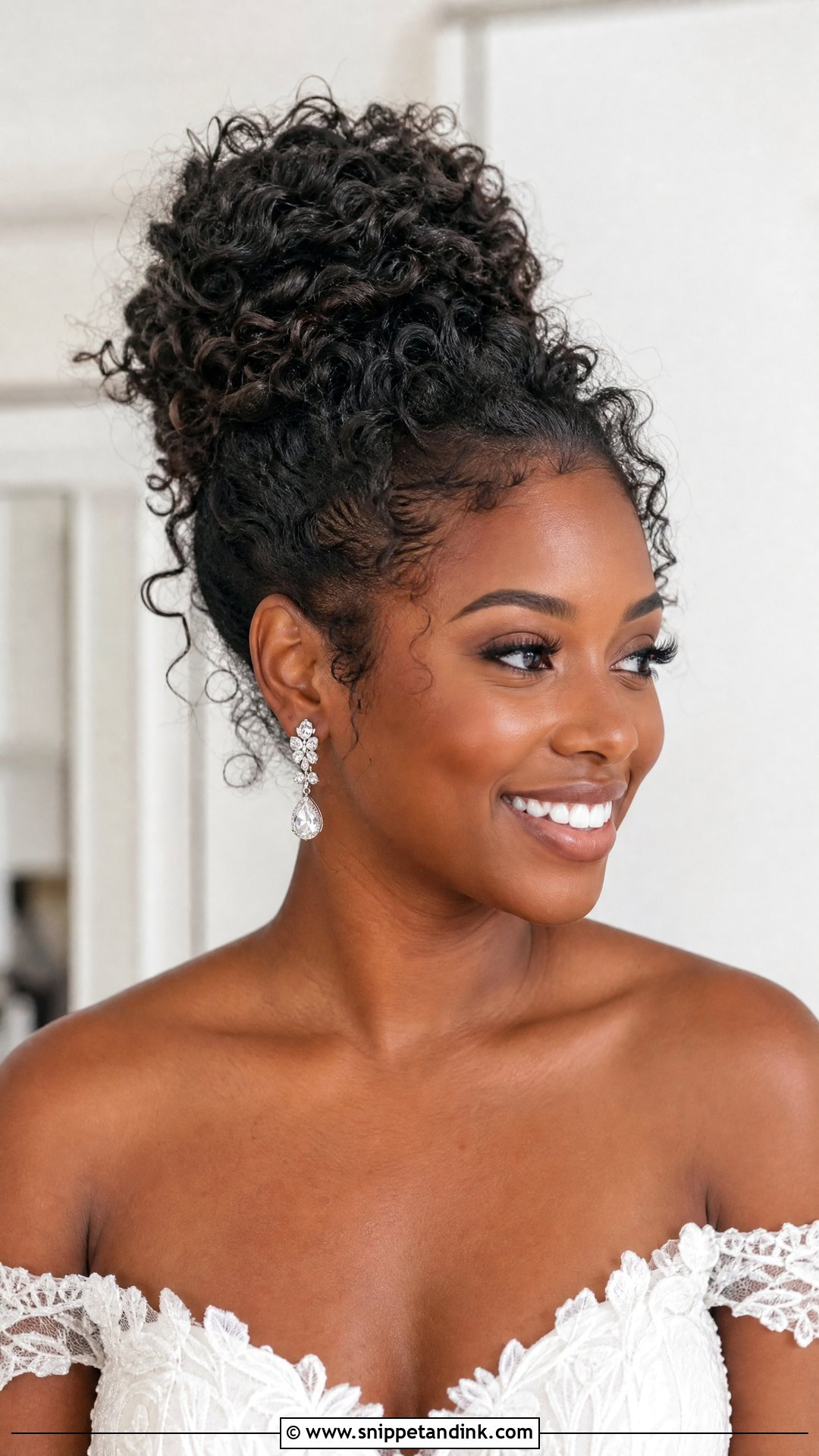 Natural Curly Messy Bun Wedding Hair - Snippet and Ink - 15 Curly Messy Bun Wedding Hair Ideas