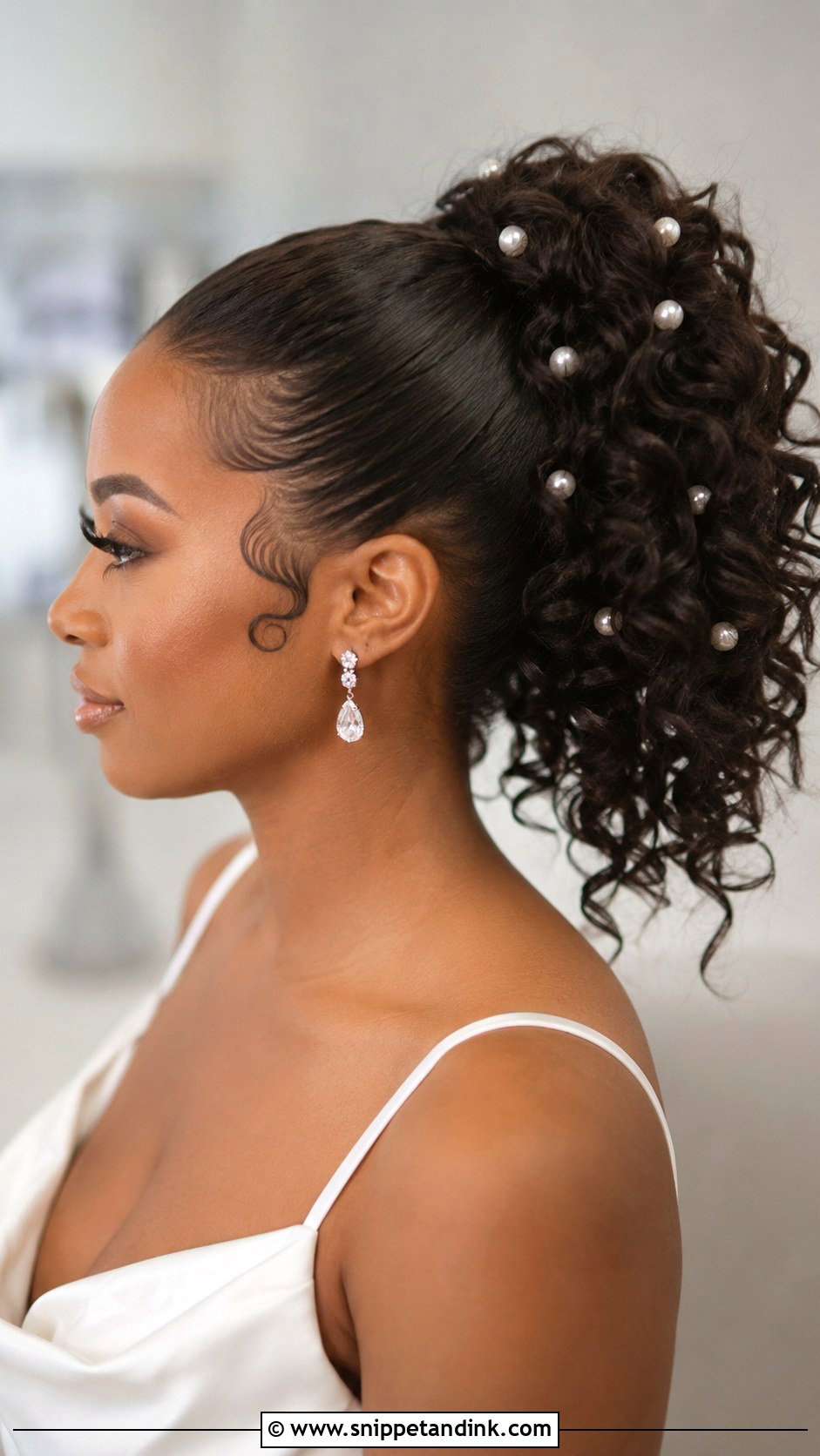 Natural Curly Ponytail Wedding Hairstyle - Snippet and Ink - 15 Natural Hairstyles for Wedding Bride
