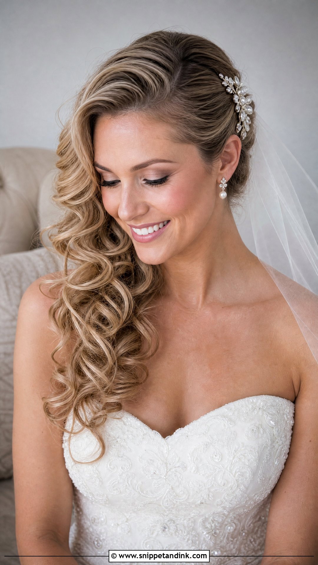 Natural Curly Side Swept Hair - Snippet and Ink - 15 Bridal Hair Natural Curls