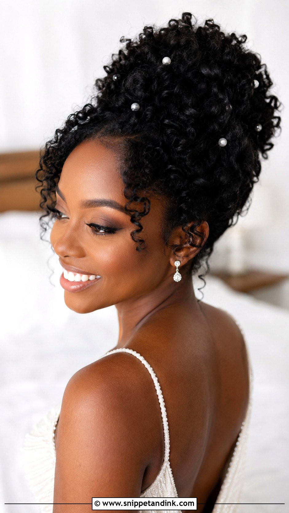 Natural Curly Updo Wedding Hairstyle - Snippet and Ink - 15 Lesbian Wedding Hairstyles