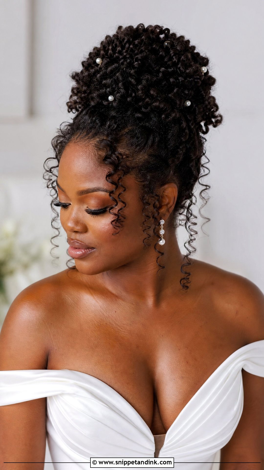 Natural Curly Updo for Black Brides - Snippet and Ink - 30 Wedding Hairstyles Black Women