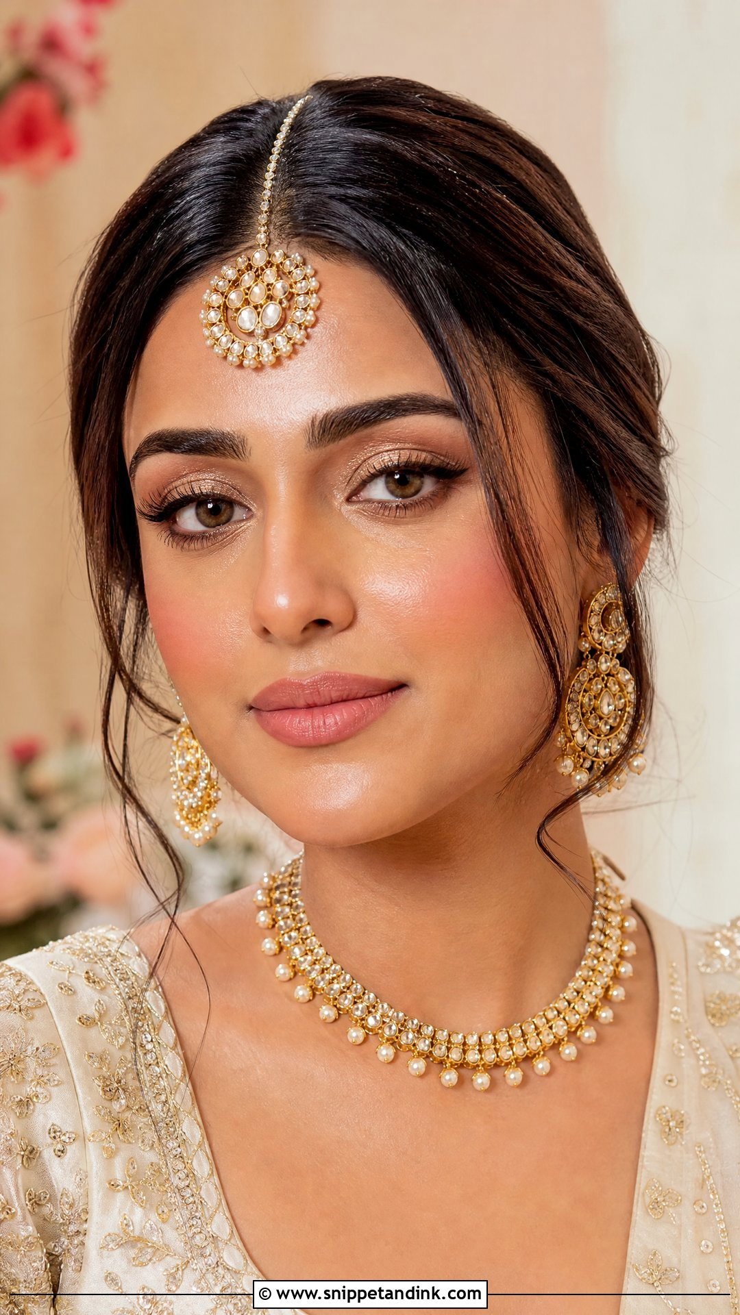 Natural Desi Bridal Makeup With Dewy Skin - Snippet and Ink - 20 Natural Desi Bridal Makeup Ideas