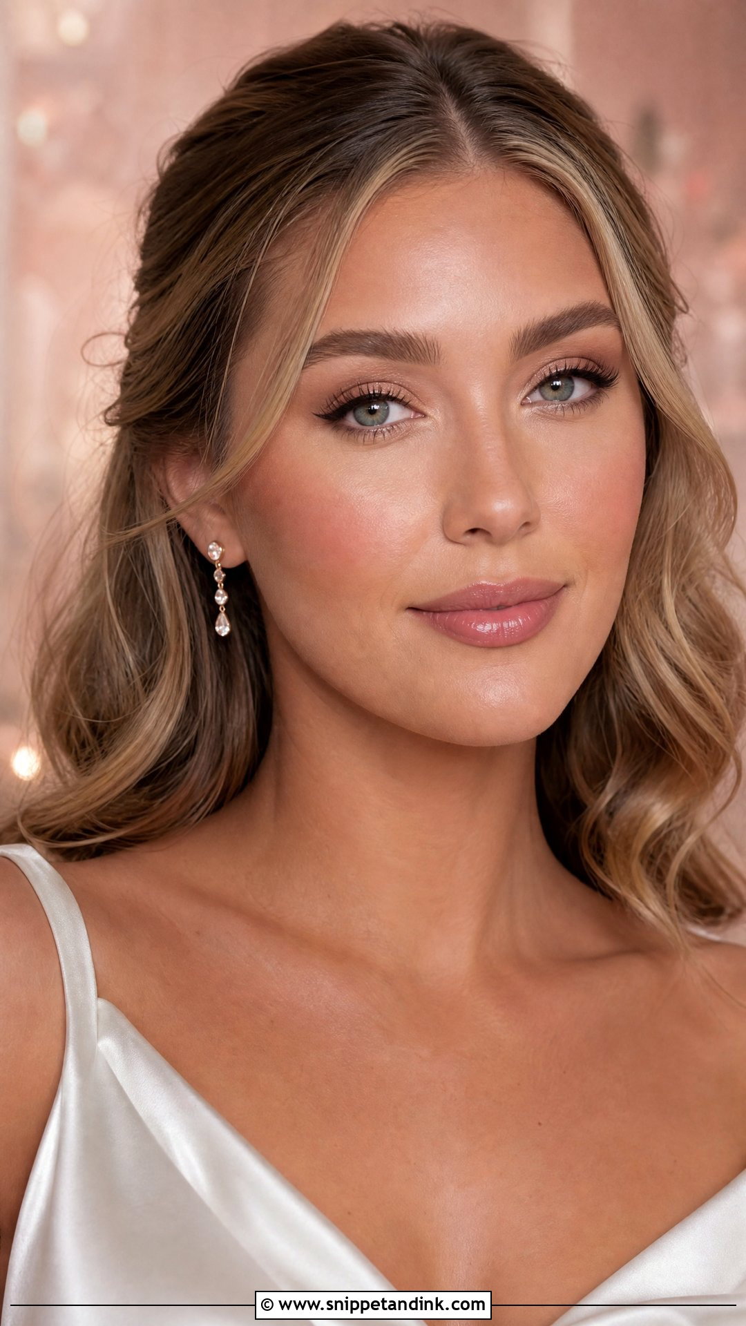 Natural Glam Bridal Makeup With Glossy Lips - Snippet and Ink - 25 Natural Glam Bridal Makeup Ideas