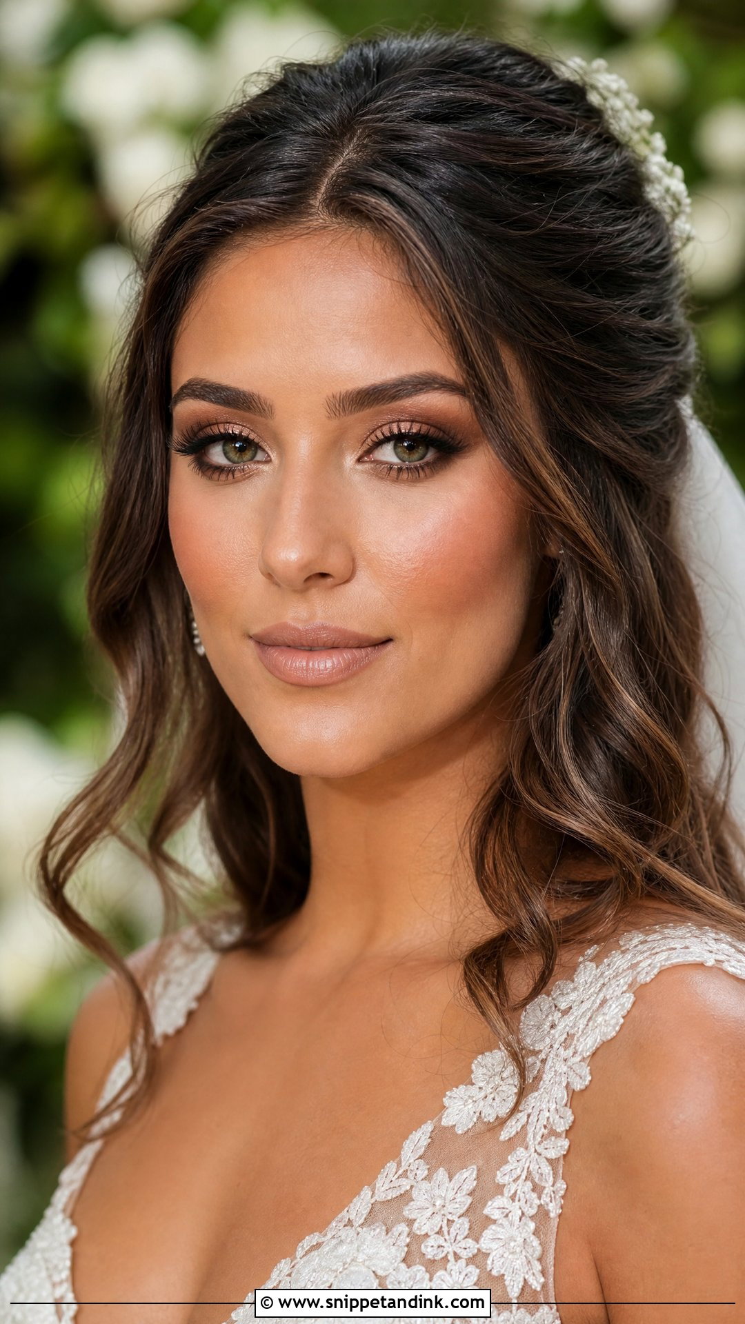 Natural Glam Bridal Makeup With Nude Lip For Green Eyes - Snippet and Ink - 20 Natural Glam Bridal Makeup for Green Eyes