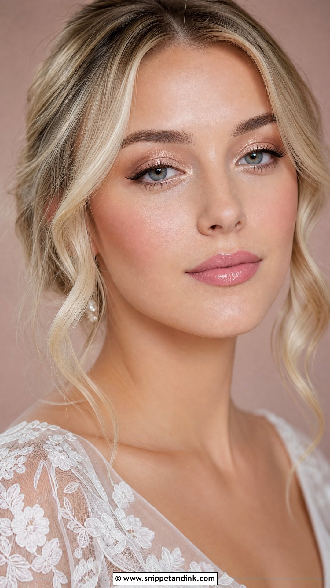 Natural Glam Bridal Makeup With Pink Lip - Snippet and Ink - 25 Natural Glam Bridal Makeup Ideas