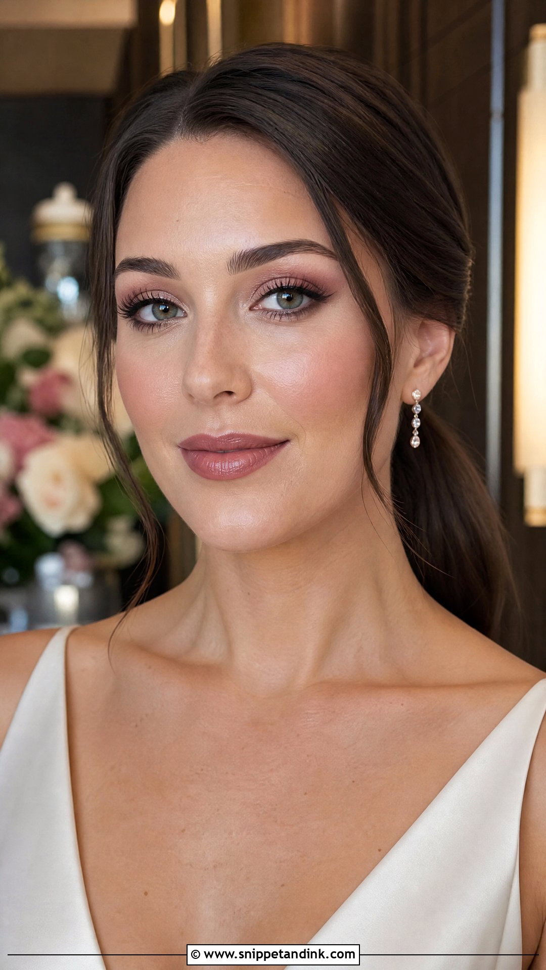 Natural Glam Wedding Makeup With Mauve Lip - Snippet and Ink - 30 Natural Glam Wedding Makeup Ideas