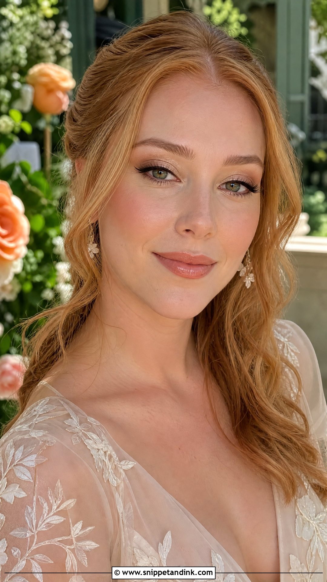 Natural Glam Wedding Makeup With Peachy Nude Lip - Snippet and Ink - 30 Natural Glam Wedding Makeup Ideas