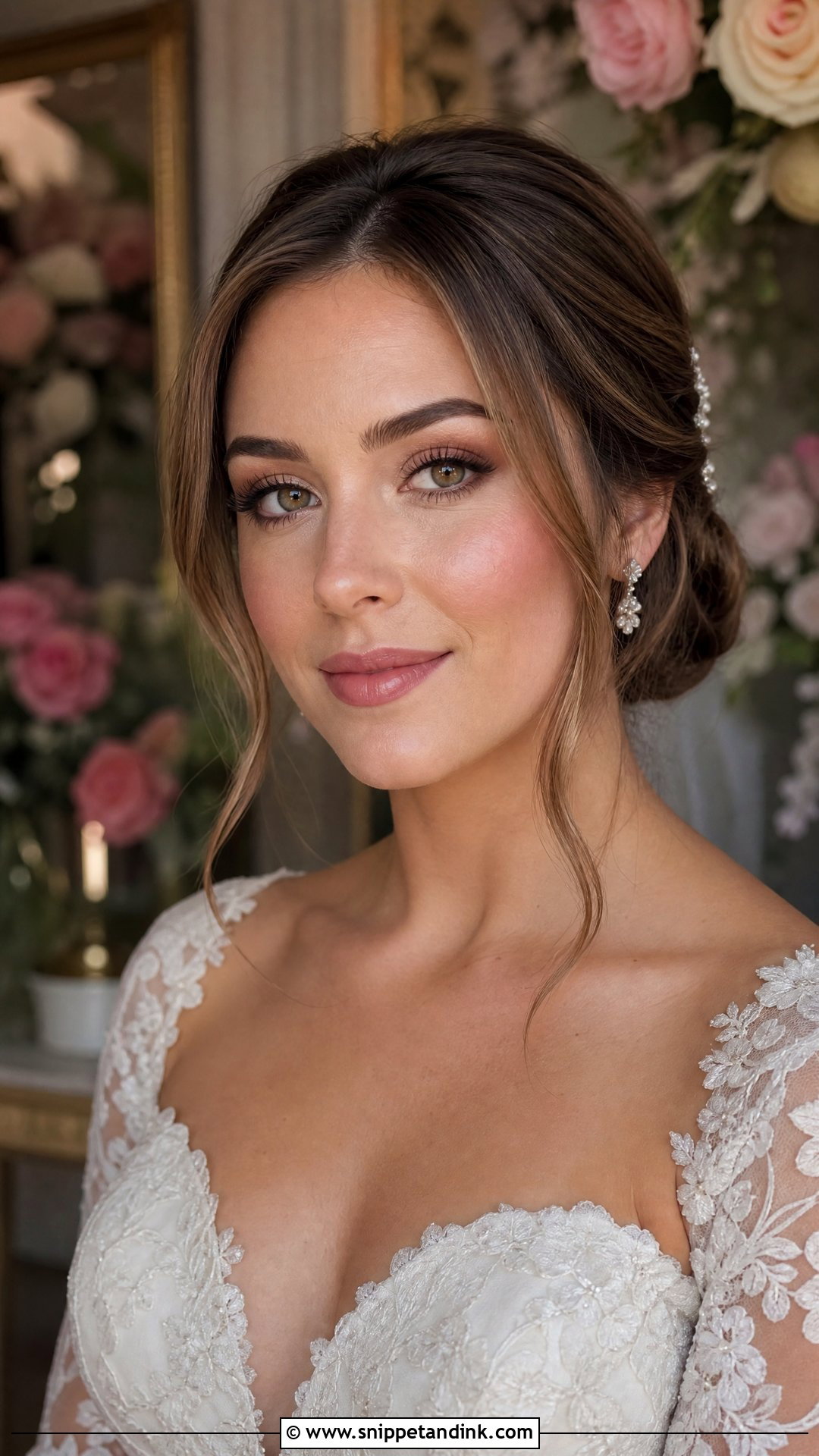 Natural Glam Wedding Makeup With Soft Rose Lip - Snippet and Ink - 30 Natural Glam Wedding Makeup Ideas