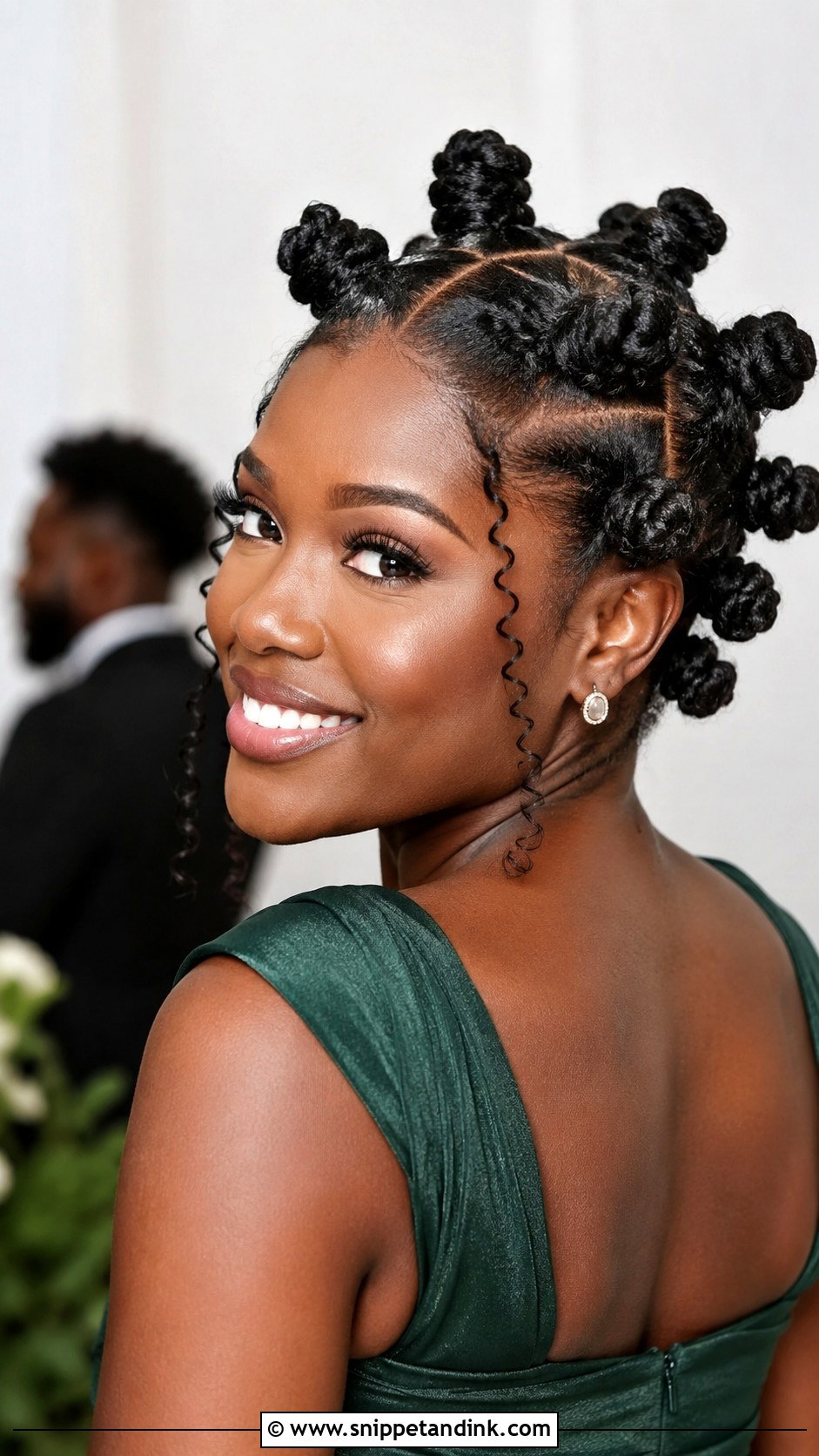 Natural Hair Bantu Knot Updo For Wedding Guest - Snippet and Ink - 15 Natural Hair Styles for Wedding Guests