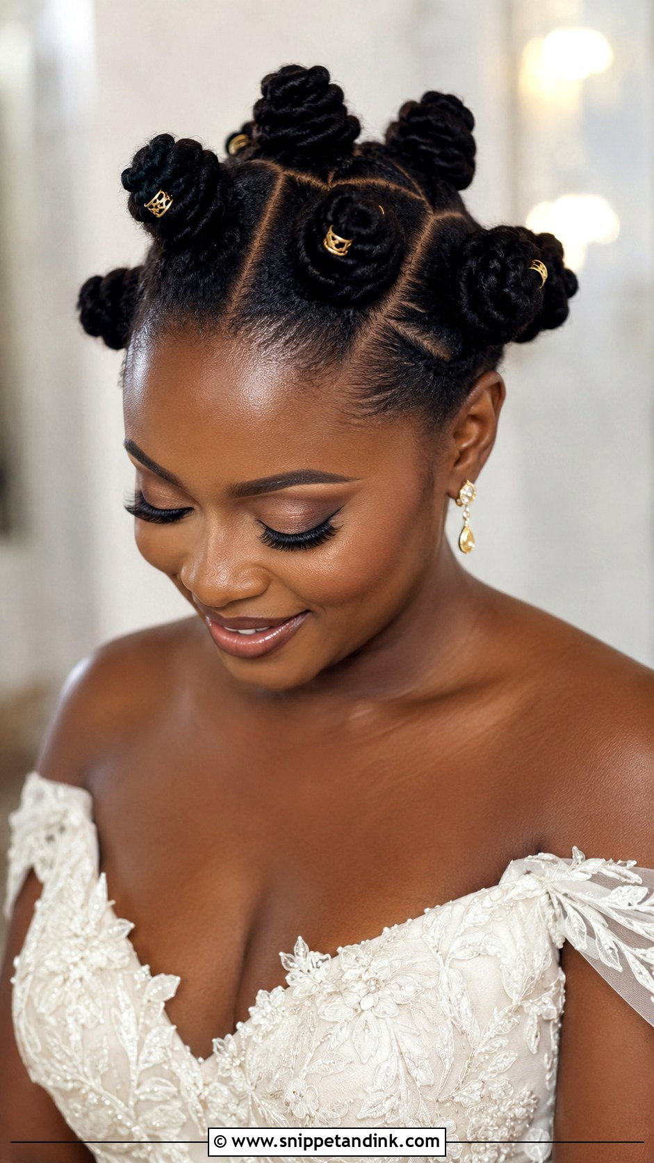 Natural Hair Bantu Knot Wedding Hairstyle - Snippet and Ink - 15 Natural Black Women Wedding Hairstyles