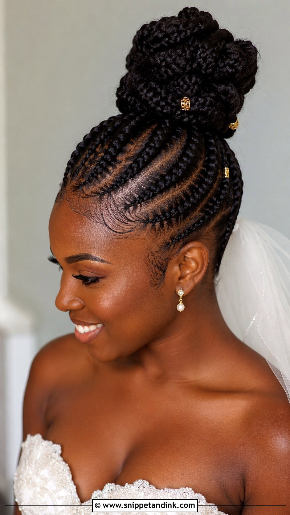 Natural Hair Braided Bun Wedding Hairstyle - Snippet and Ink - 15 Natural Black Women Wedding Hairstyles