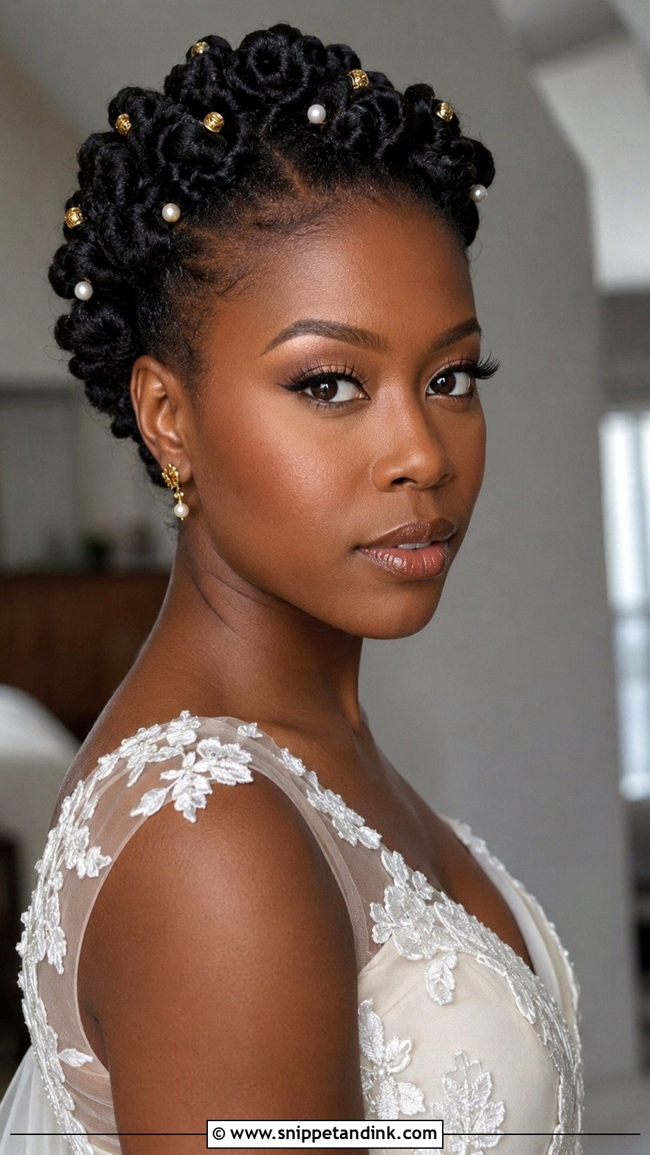 Natural Hair Bridal Bantu Knot Updo - Snippet and Ink - 15 Natural Hair Bridal Styles
