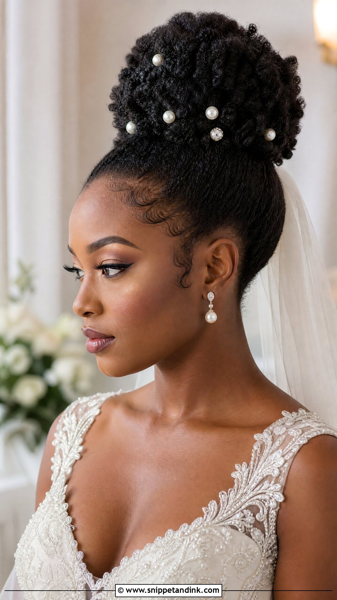 Natural Hair Bridal Bun - Snippet and Ink - 15 Bun Hairdo Wedding Ideas