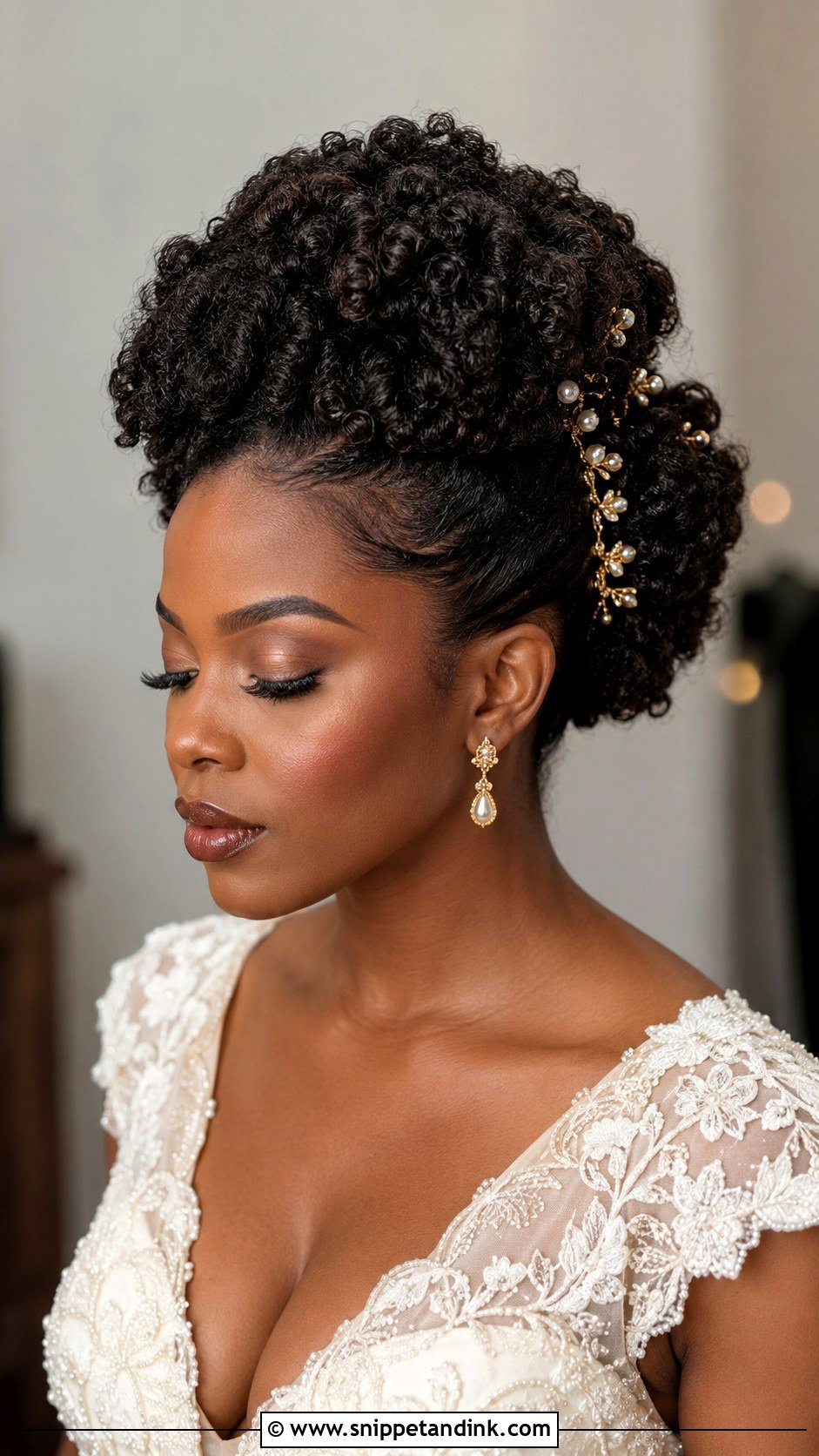 Natural Hair Bridal Hairstyle - Snippet and Ink - 15 Trendy Bridal Hairstyles