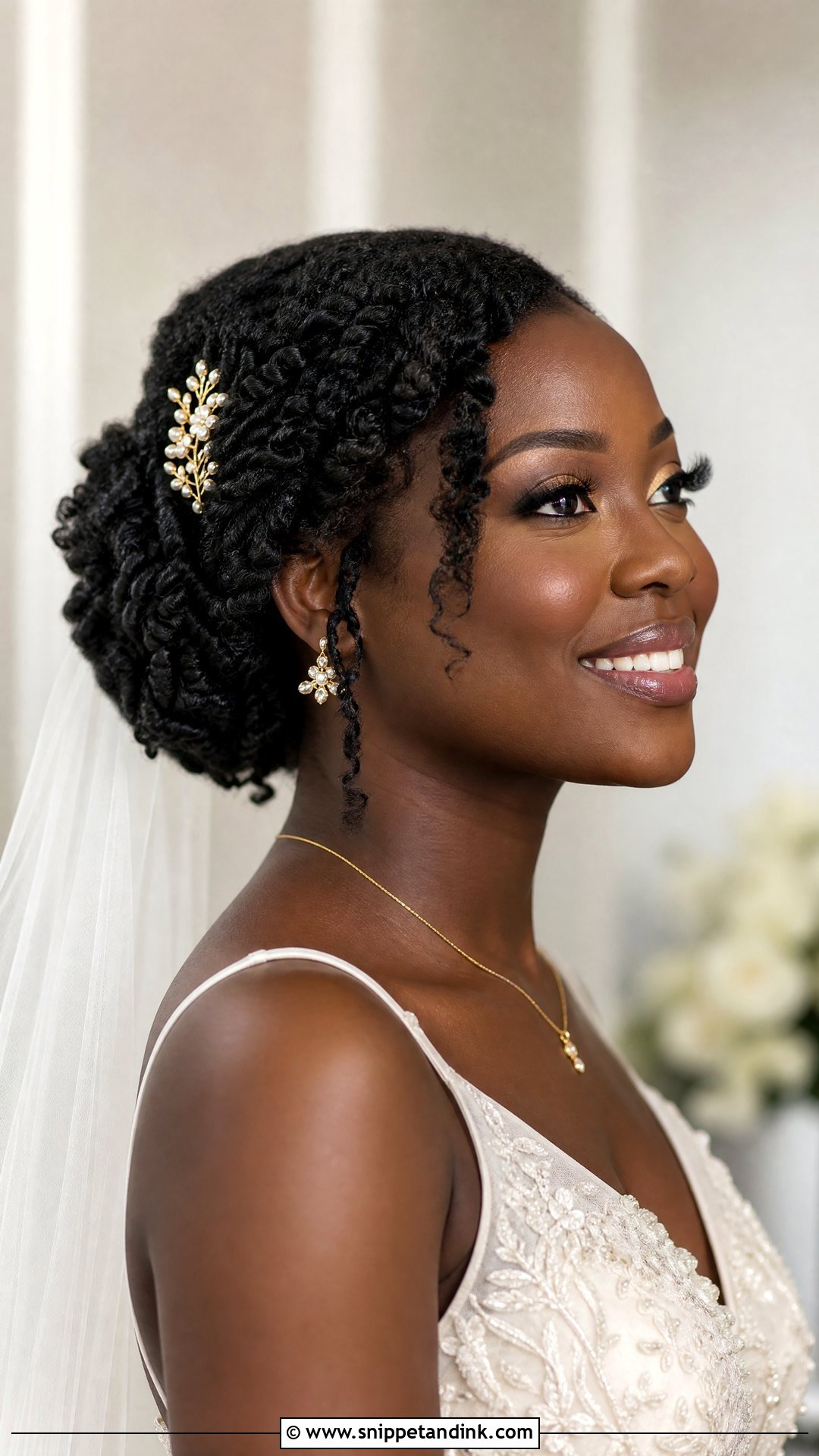 Natural Hair Bridal Hairstyle - Snippet and Ink - 15 Classy Bridal Hairstyles