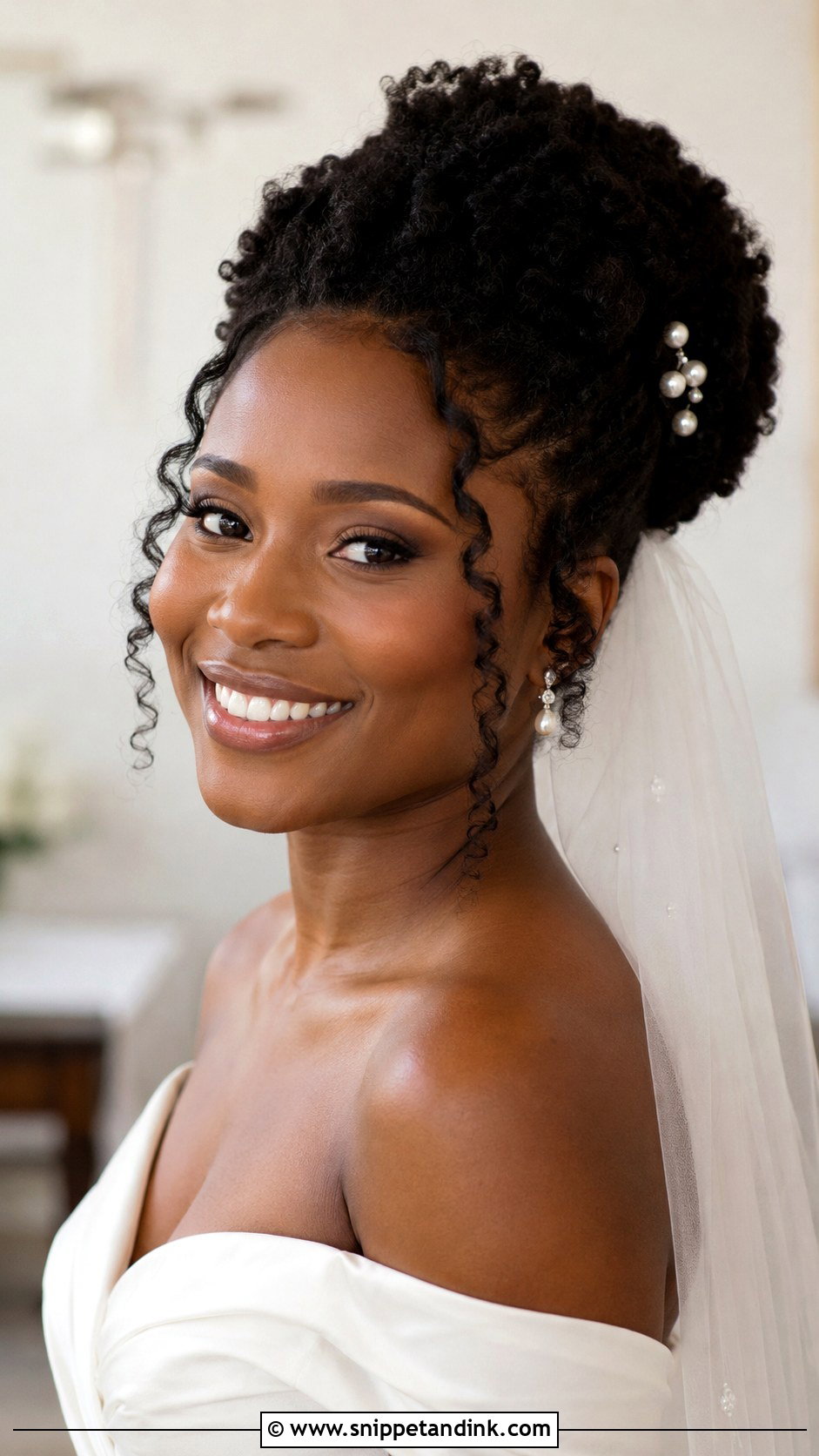 Natural Hair Bridal Halo Braid - Snippet and Ink - 15 Natural Hair Bridal Styles
