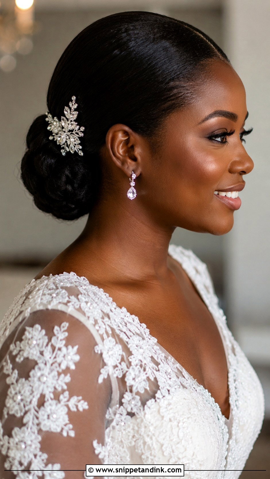 Natural Hair Bridal Low Bun - Snippet and Ink - 15 Natural Hair Bridal Styles