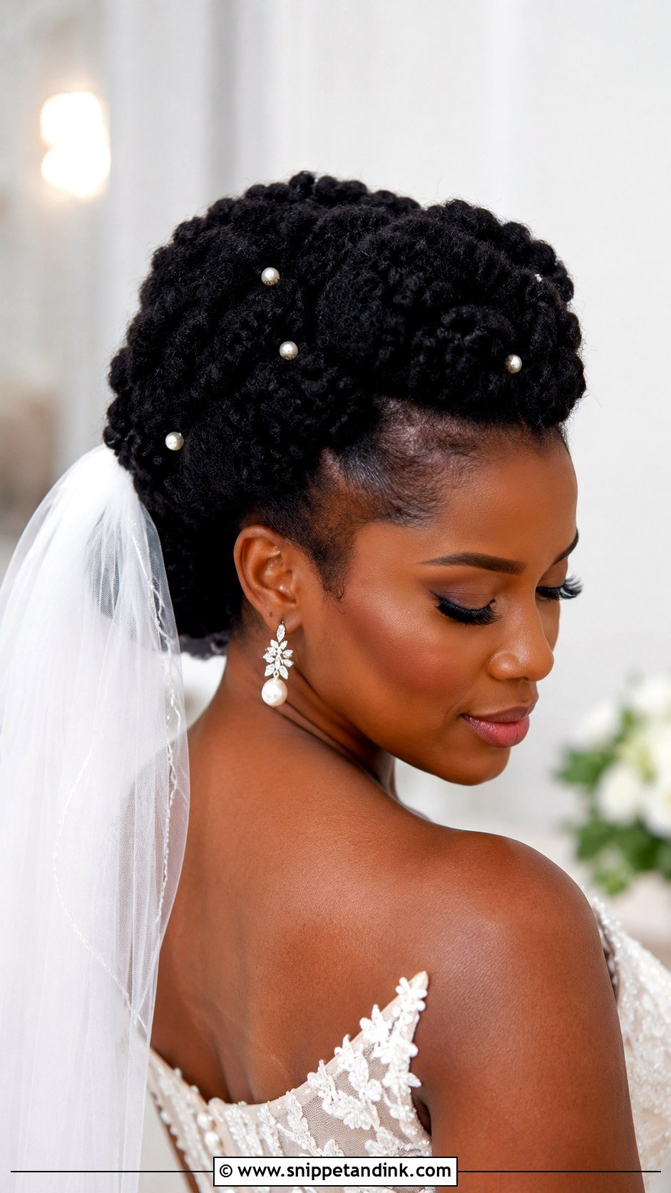Natural Hair Bridal Updo - Snippet and Ink - 20 Black Hair Bridal Hairstyles