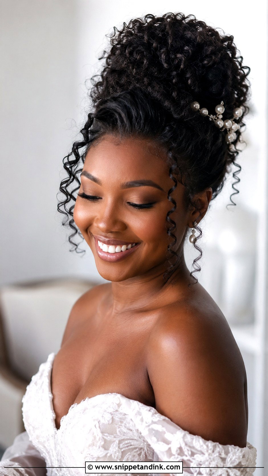 Natural Hair Bridal Updo With Curls - Snippet and Ink - 20 Wedding Hairstyles for Natural Hair