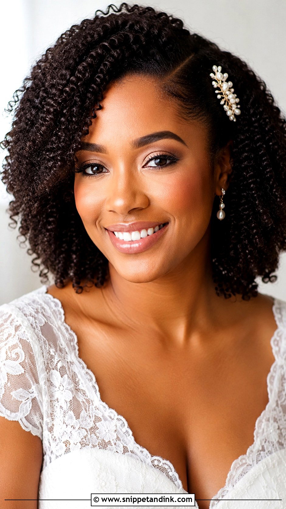 Natural Hair Bridal Wash And Go - Snippet and Ink - 15 Natural Hair Bridal Styles