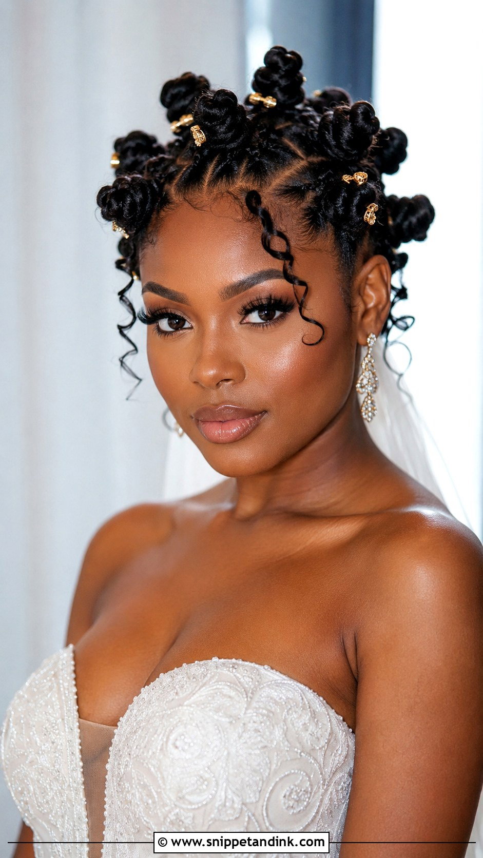 Natural Hair Bride Bantu Knot Updo - Snippet and Ink - 25 Natural Hair Brides Ideas