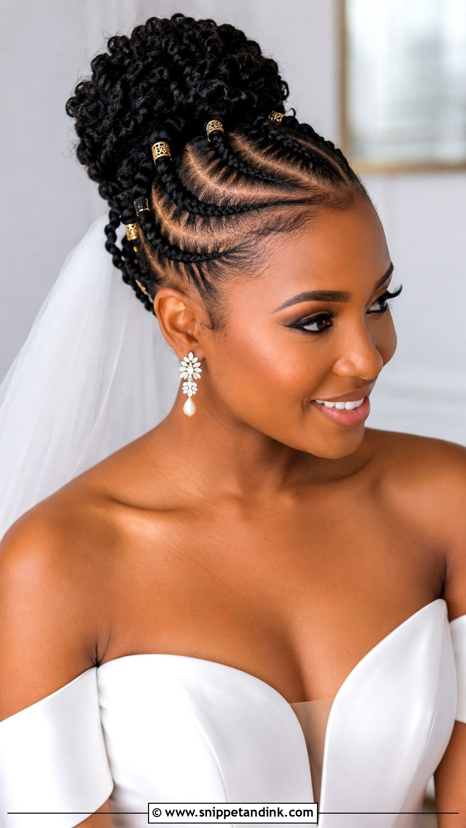 Natural Hair Bride Cornrow Updo - Snippet and Ink - 25 Natural Hair Brides Ideas