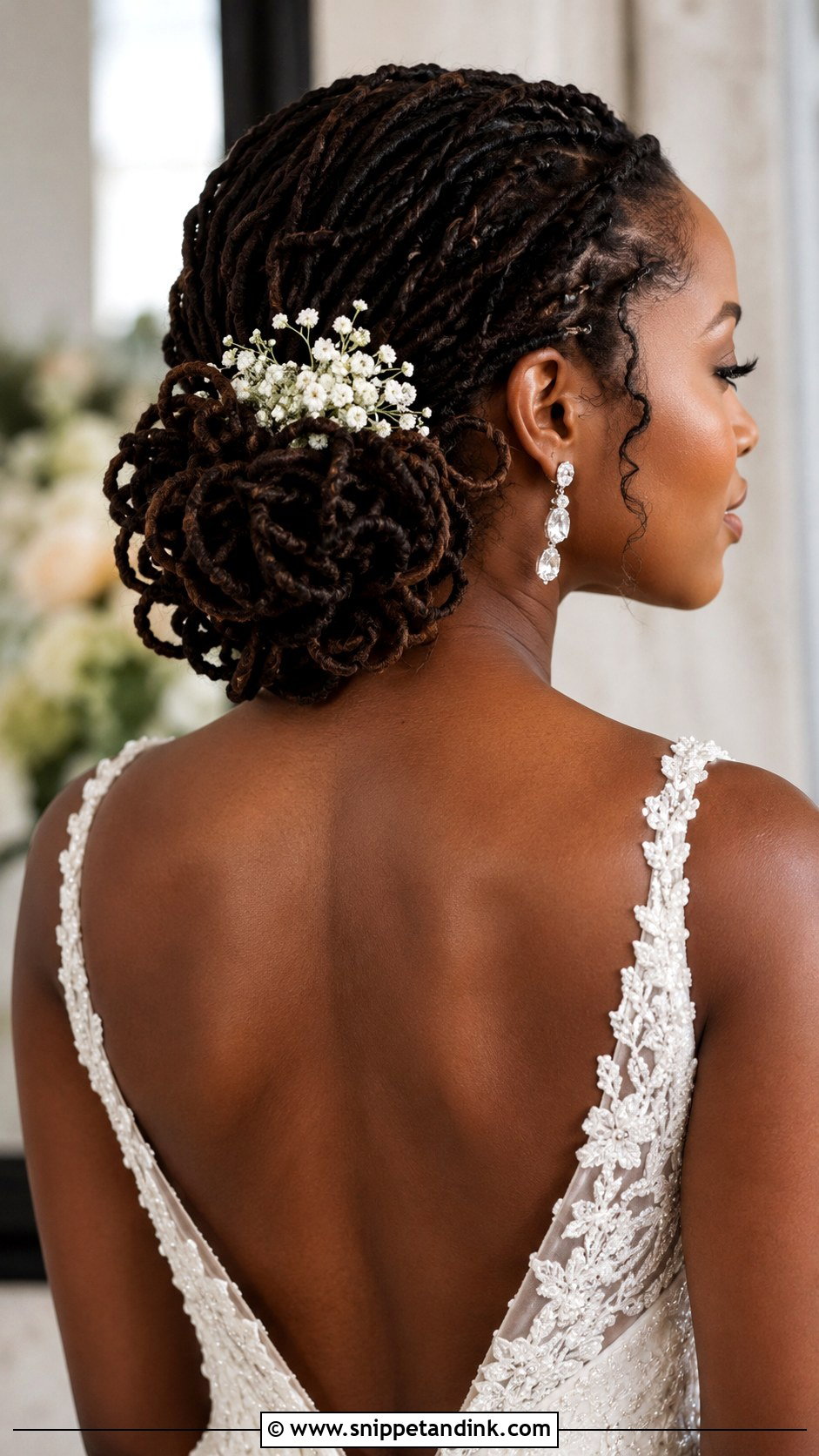 Natural Hair Bride Loc Petal Bun - Snippet and Ink - 25 Natural Hair Brides Ideas