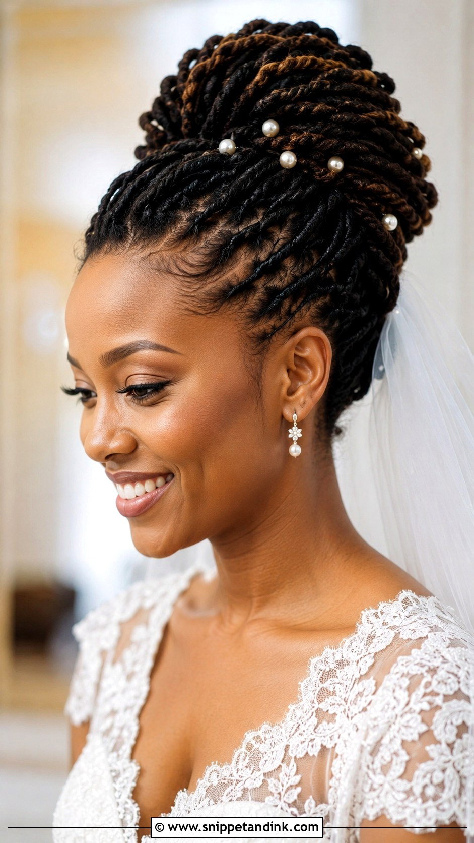 Natural Hair Bride Loc Updo - Snippet and Ink - 25 Natural Hair Brides Ideas
